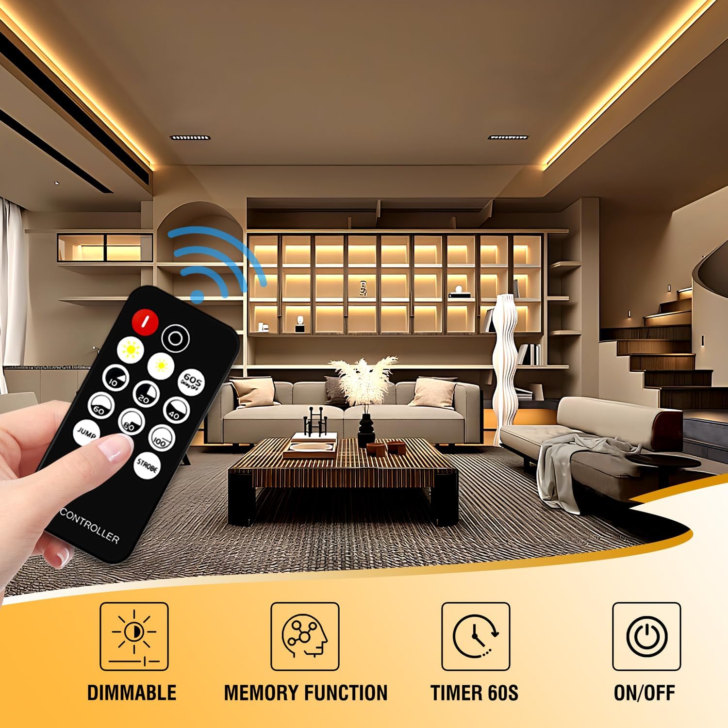 Luktix Striscia LED Bianca Calda 5m, 3000K - immagine 2