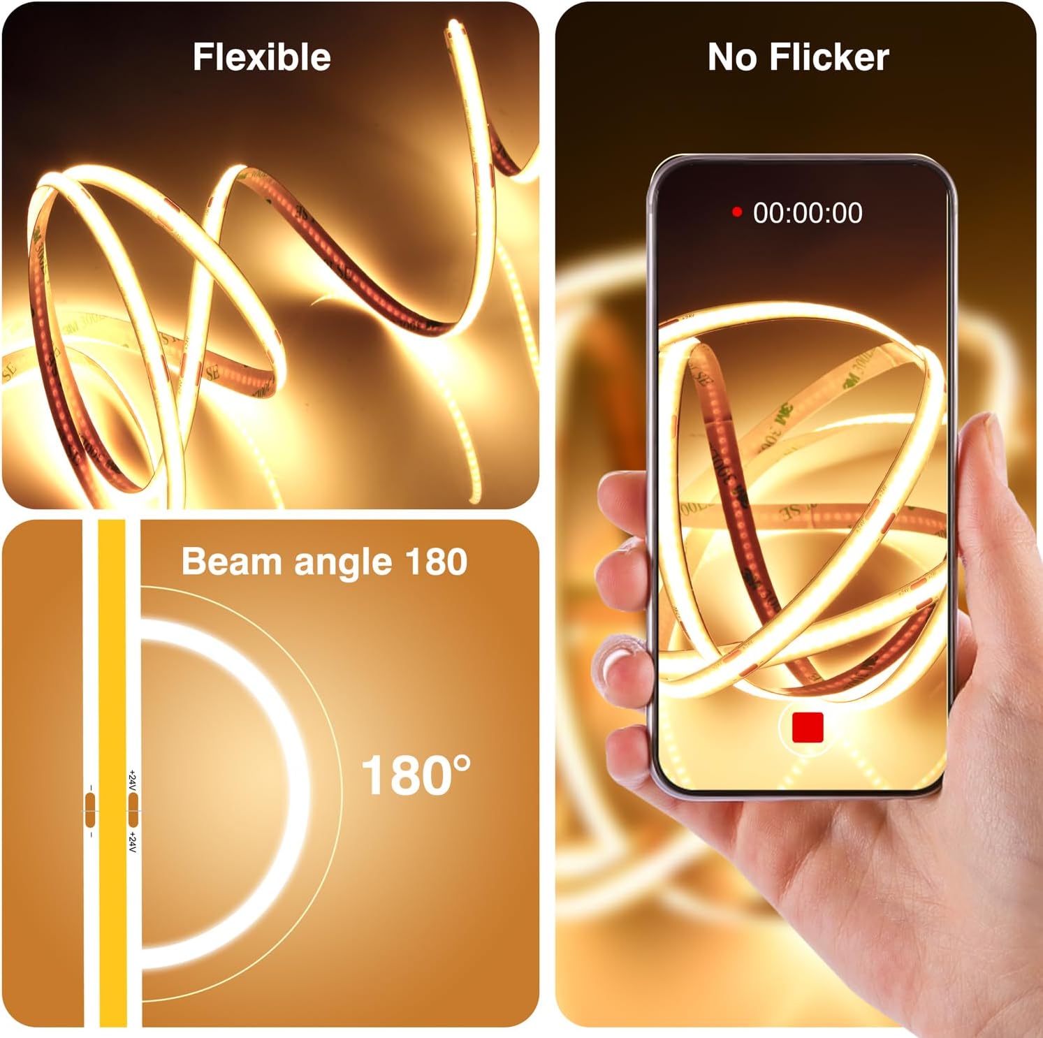 Luktix Striscia LED Bianca Calda 5m, 3000K - immagine 4