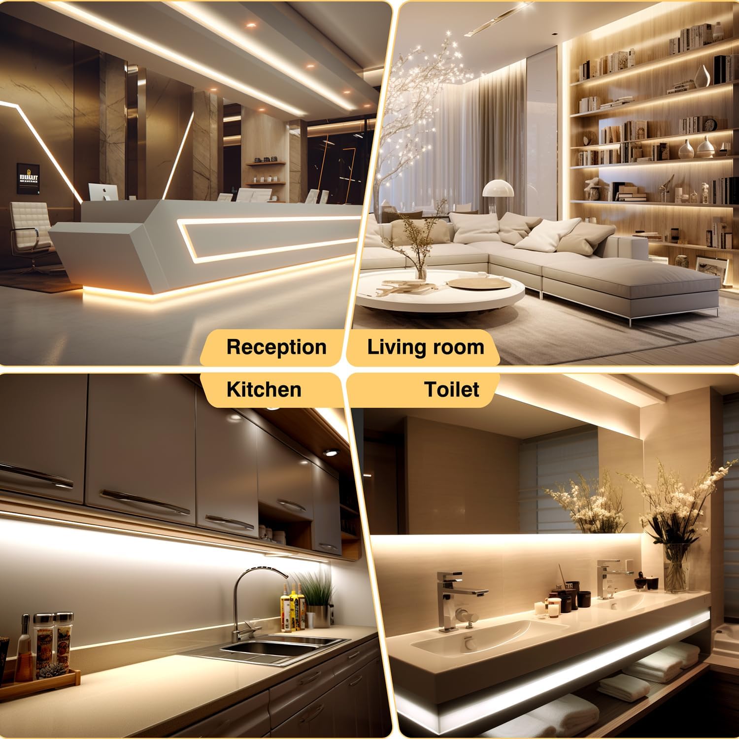 Luktix Striscia LED Bianca Calda 5m, 3000K - immagine 7