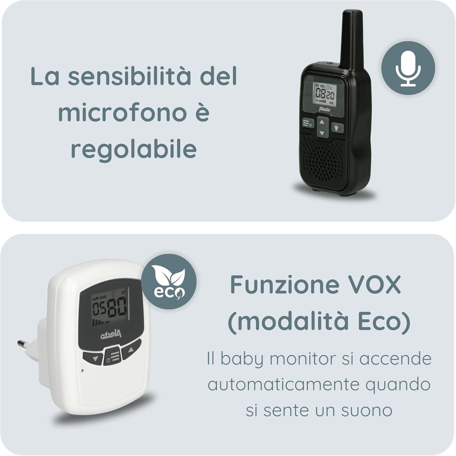 Alecto DBX80BK - Baby Monitor 3km, Nero/Bianco - immagine 4