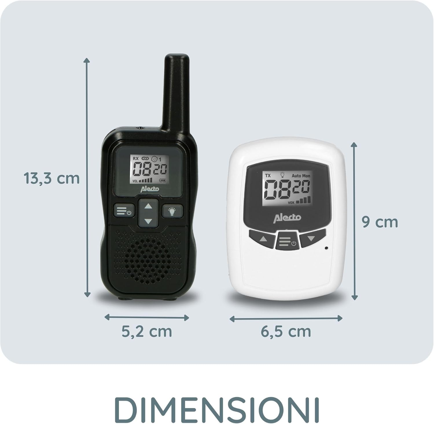 Alecto DBX80BK - Baby Monitor 3km, Nero/Bianco - immagine 7