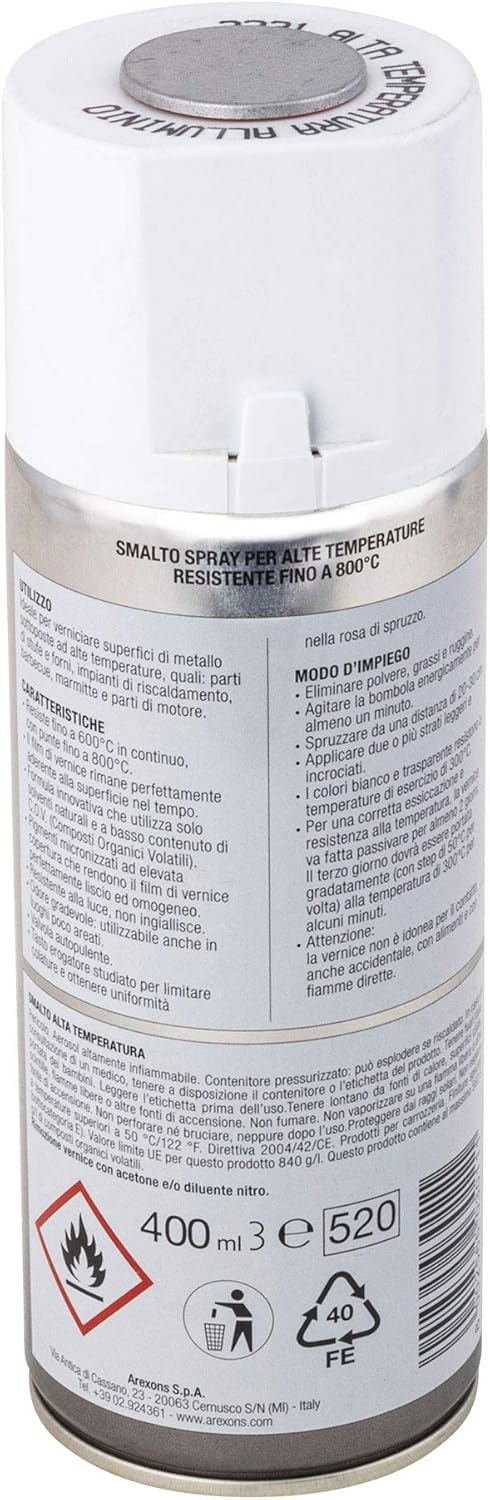 Arexons Smalto Spray 100% Acrilico Alta Temperatura 400ml - immagine 2