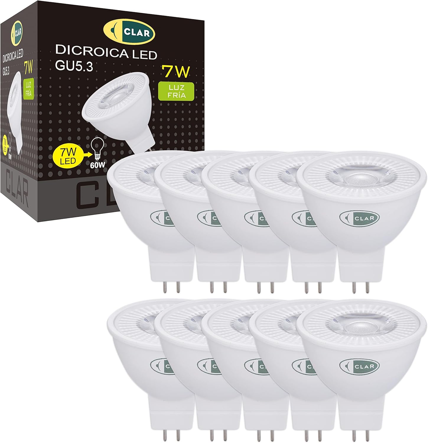 Clar GU5.3 LED 7W - Faretto LED 12V (Pack 10) - immagine 1