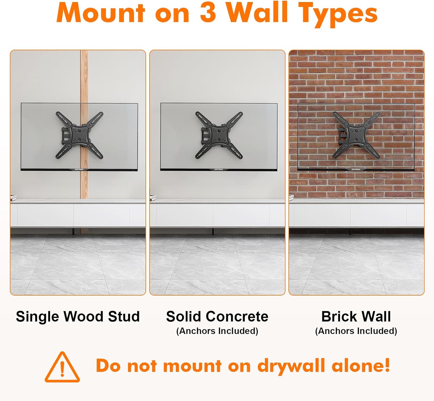 Grifema Supporto TV da Parete Girevole e Inclinabile - immagine 5