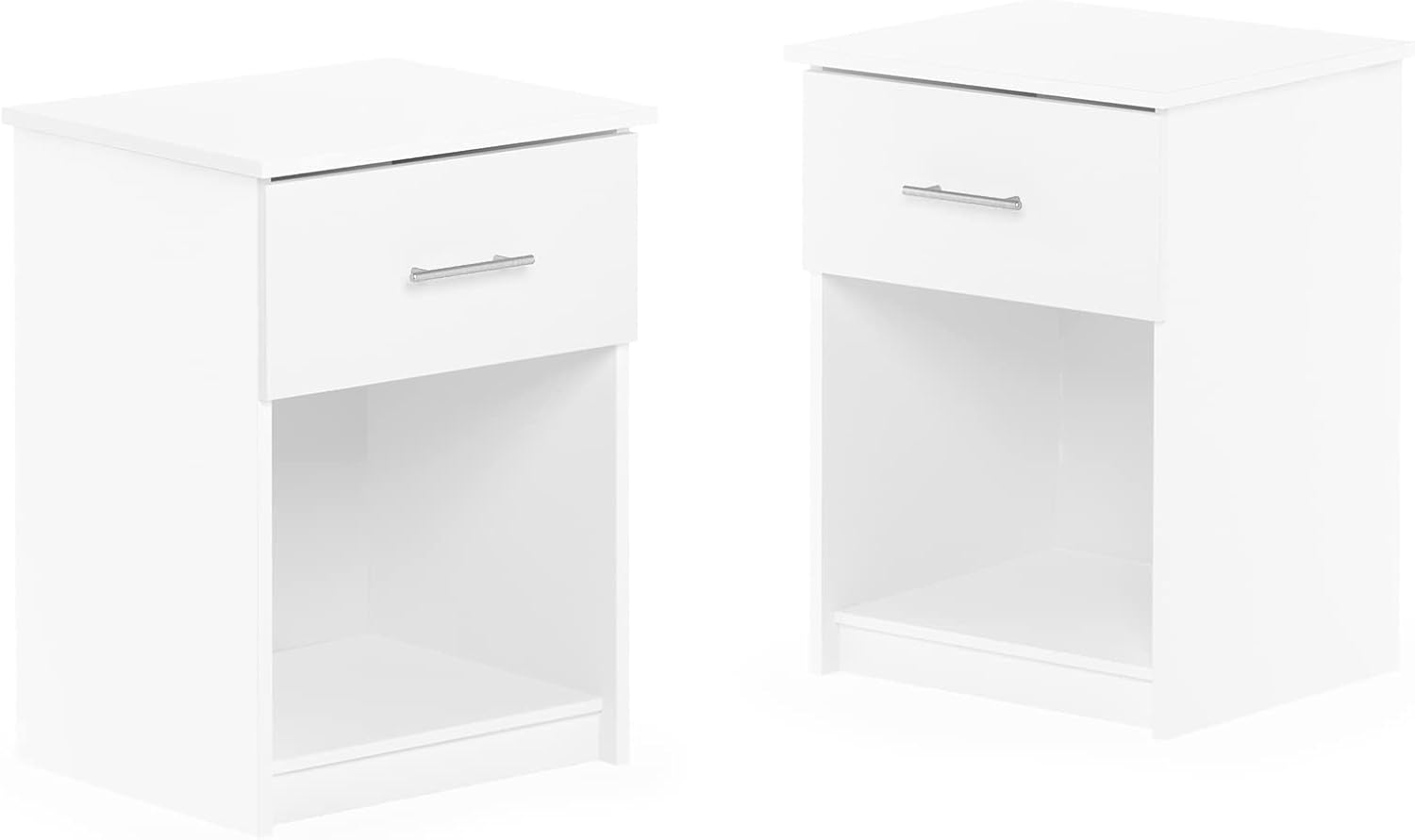 Furinno Tidur Comodino con Cassetto (Set di 2), Bianco Solido