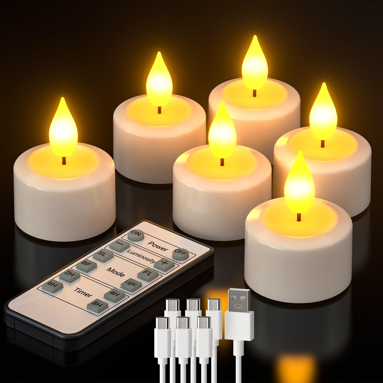 PChero 6 Candele Tealight LED con Timer