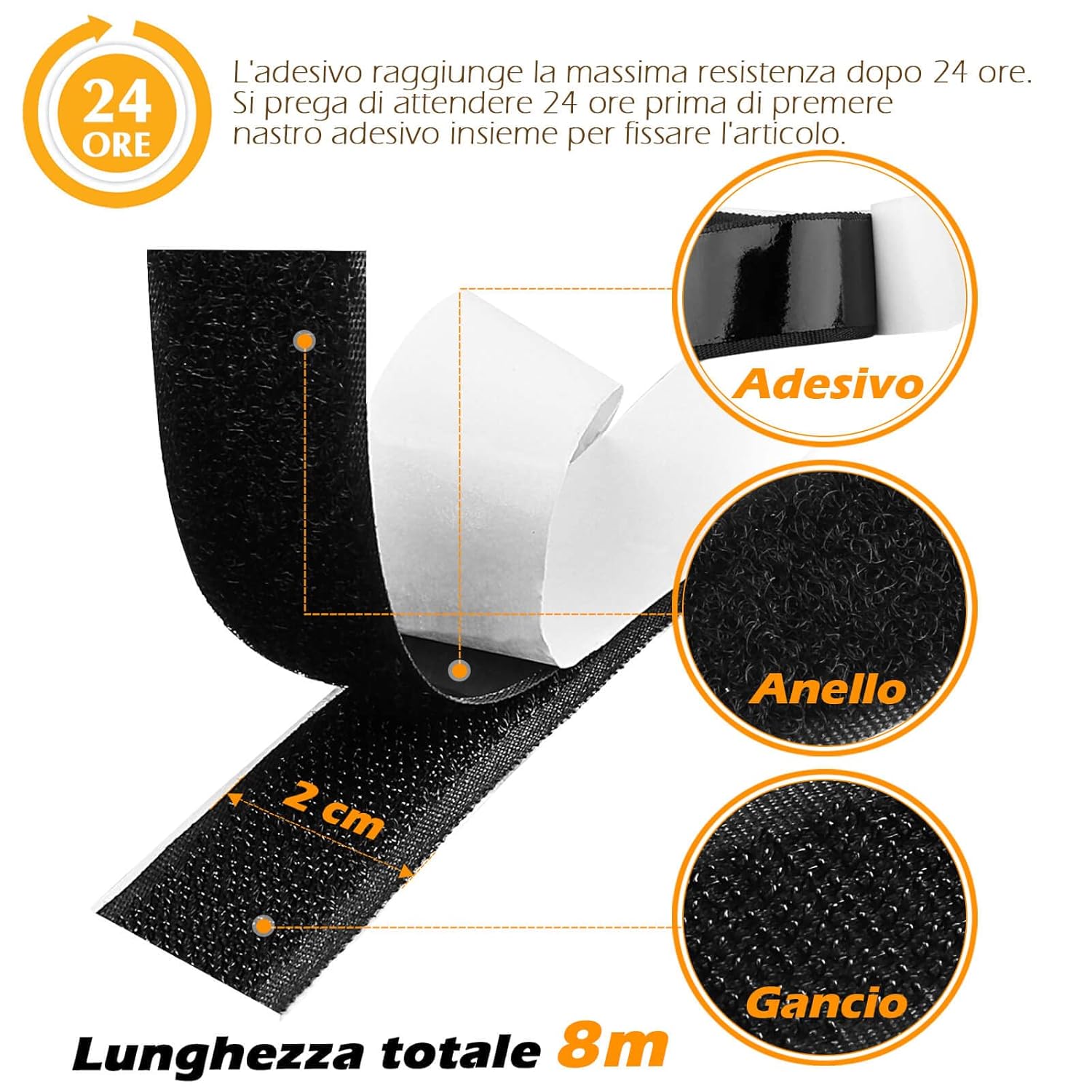 Blooven Nastro Adesivo Autoadesivo Forte 20mm x 8m, Nero - immagine 3