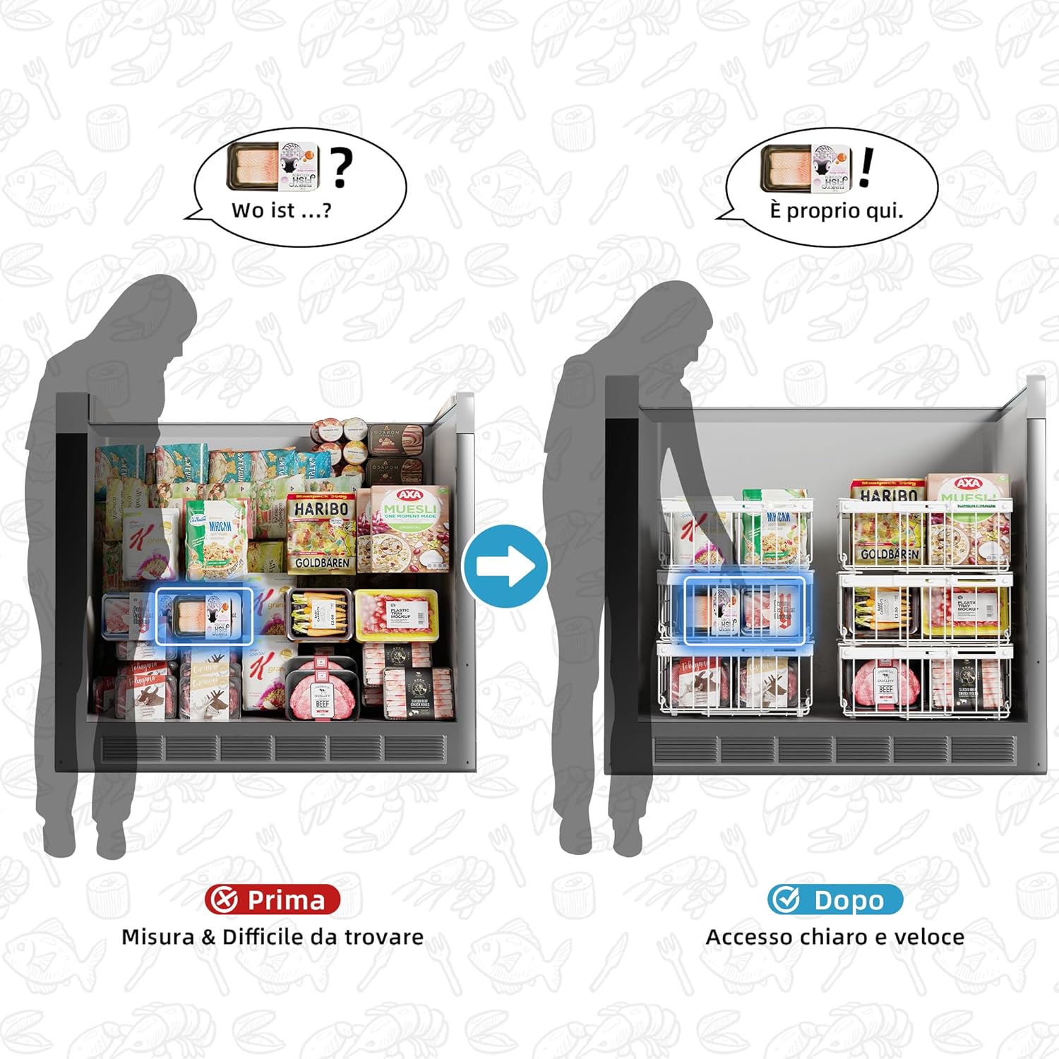 Organizer per Congelatore Impilabile 4 Pezzi, Bianco - immagine 4