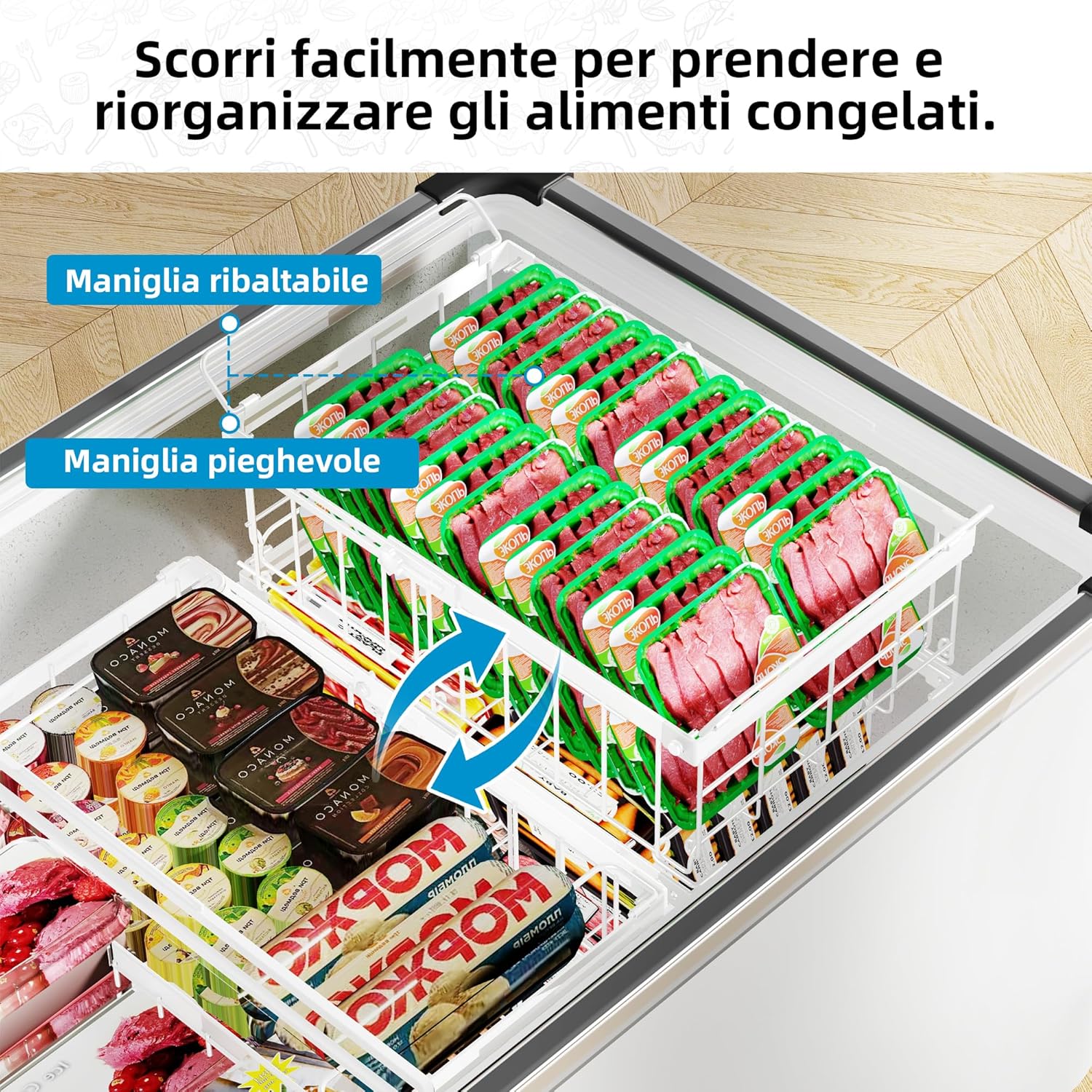 Organizer per Congelatore Impilabile 4 Pezzi, Bianco - immagine 6