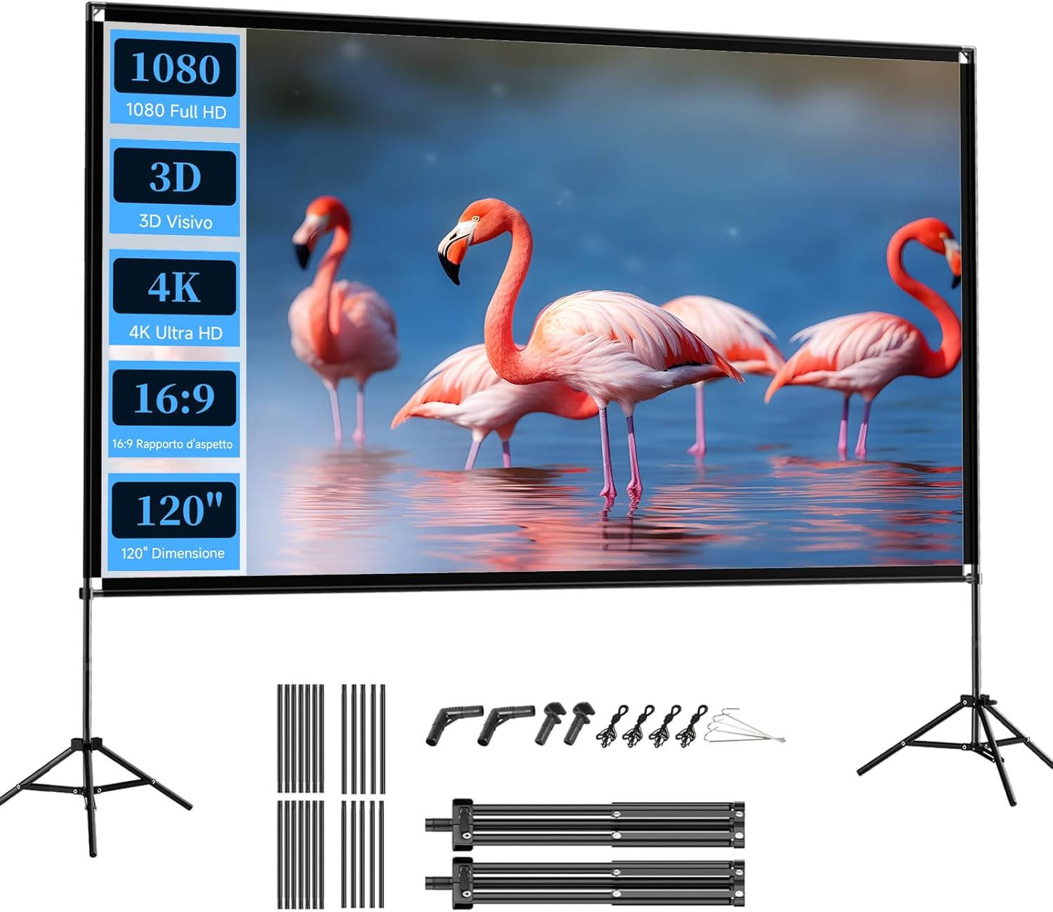 Telo Proiettore 120 Pollici con Treppiede 16:9 - immagine 1