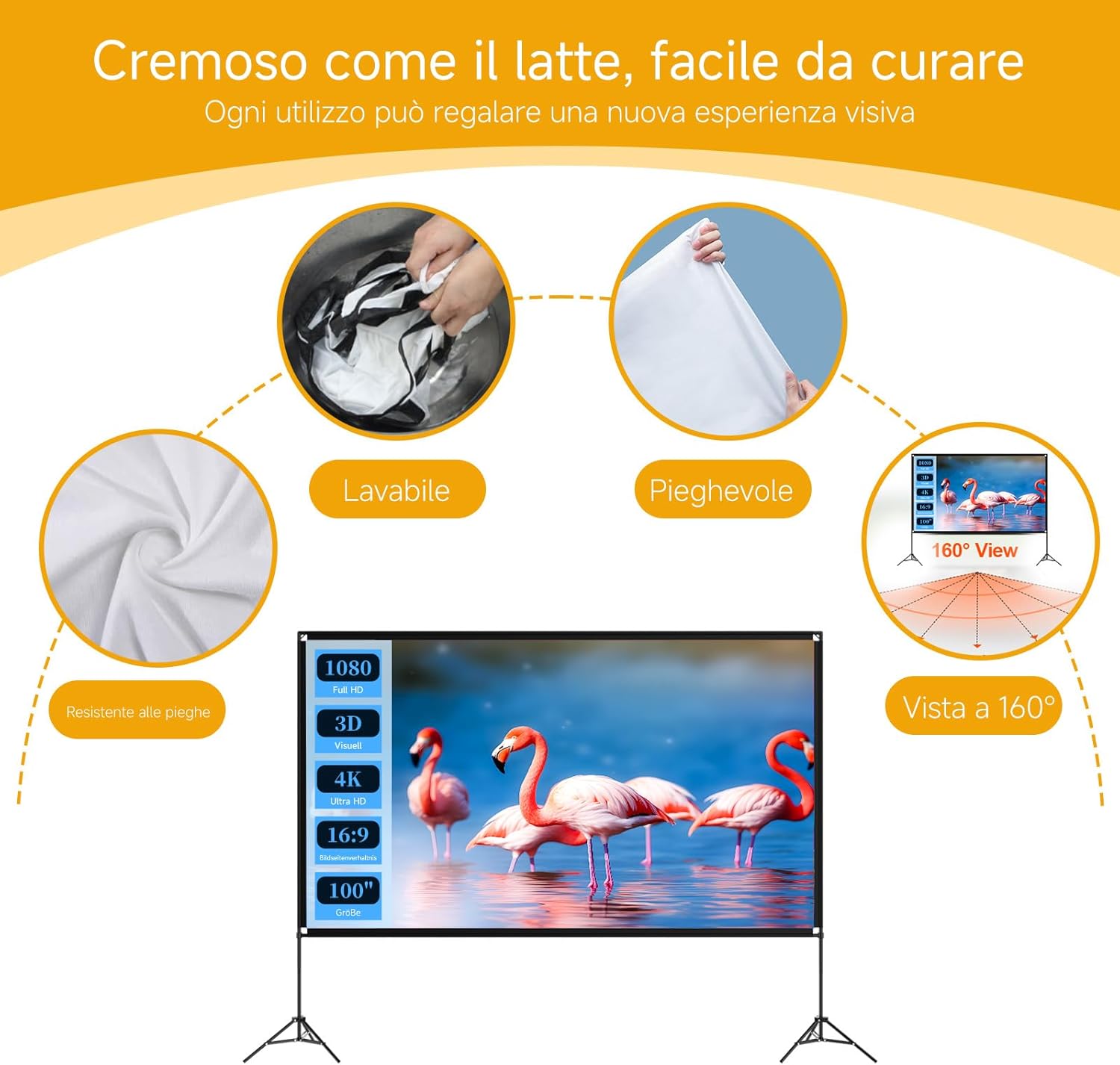 Telo Proiettore 120 Pollici con Treppiede 16:9 - immagine 3