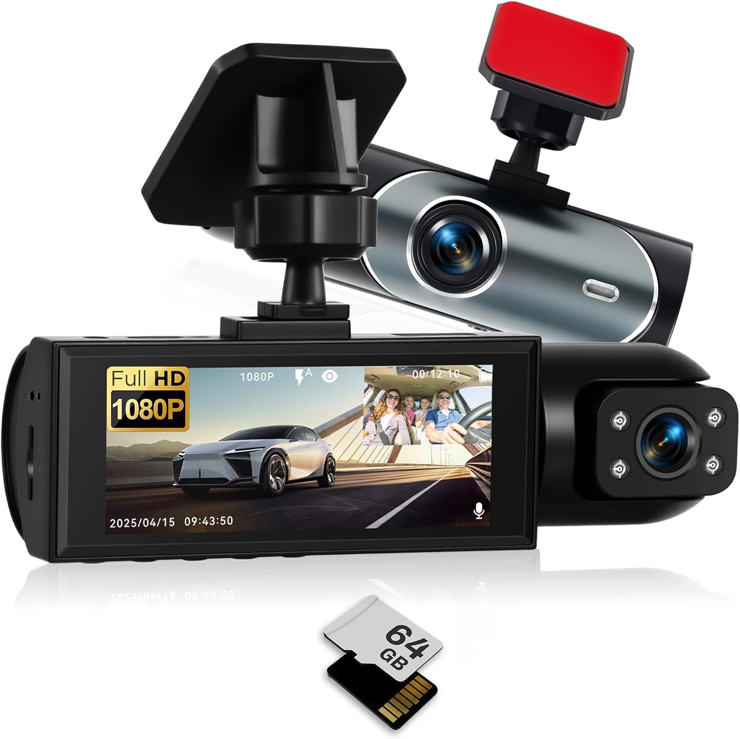 NHOPPEW Dual Dash Cam 1080P con Telecamera Anteriore/Laterale