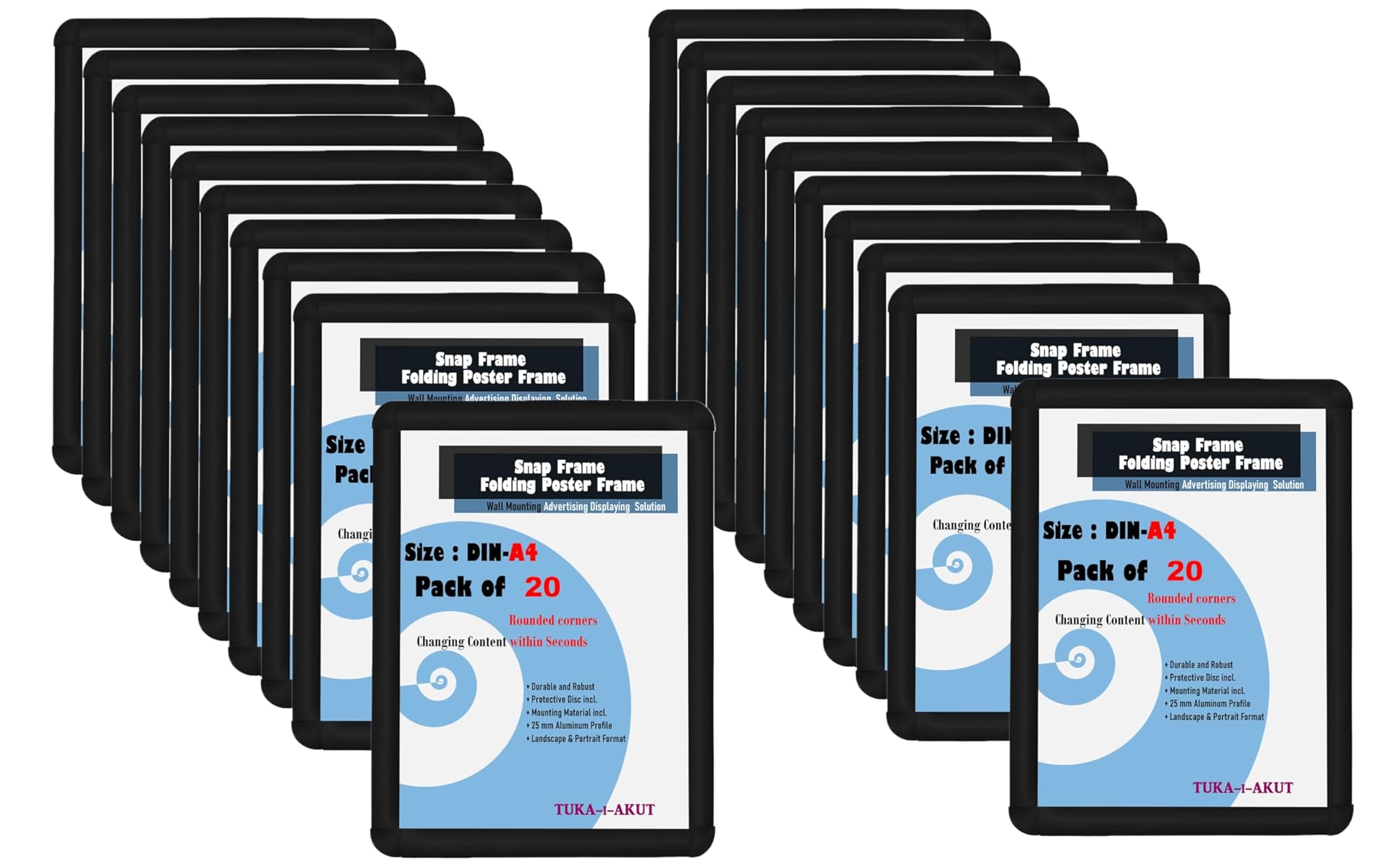 Tuka-i-akut 20X A4 Cornice a Scatto in Alluminio Nera