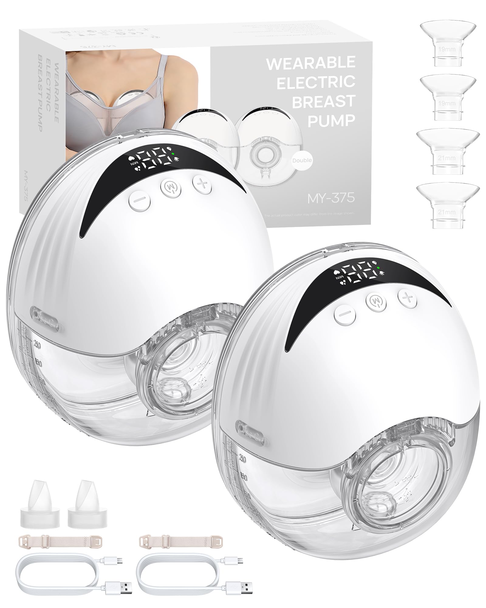 Esynic 2PZ Tiralatte Elettrico Indossabile 210ML, Bianco