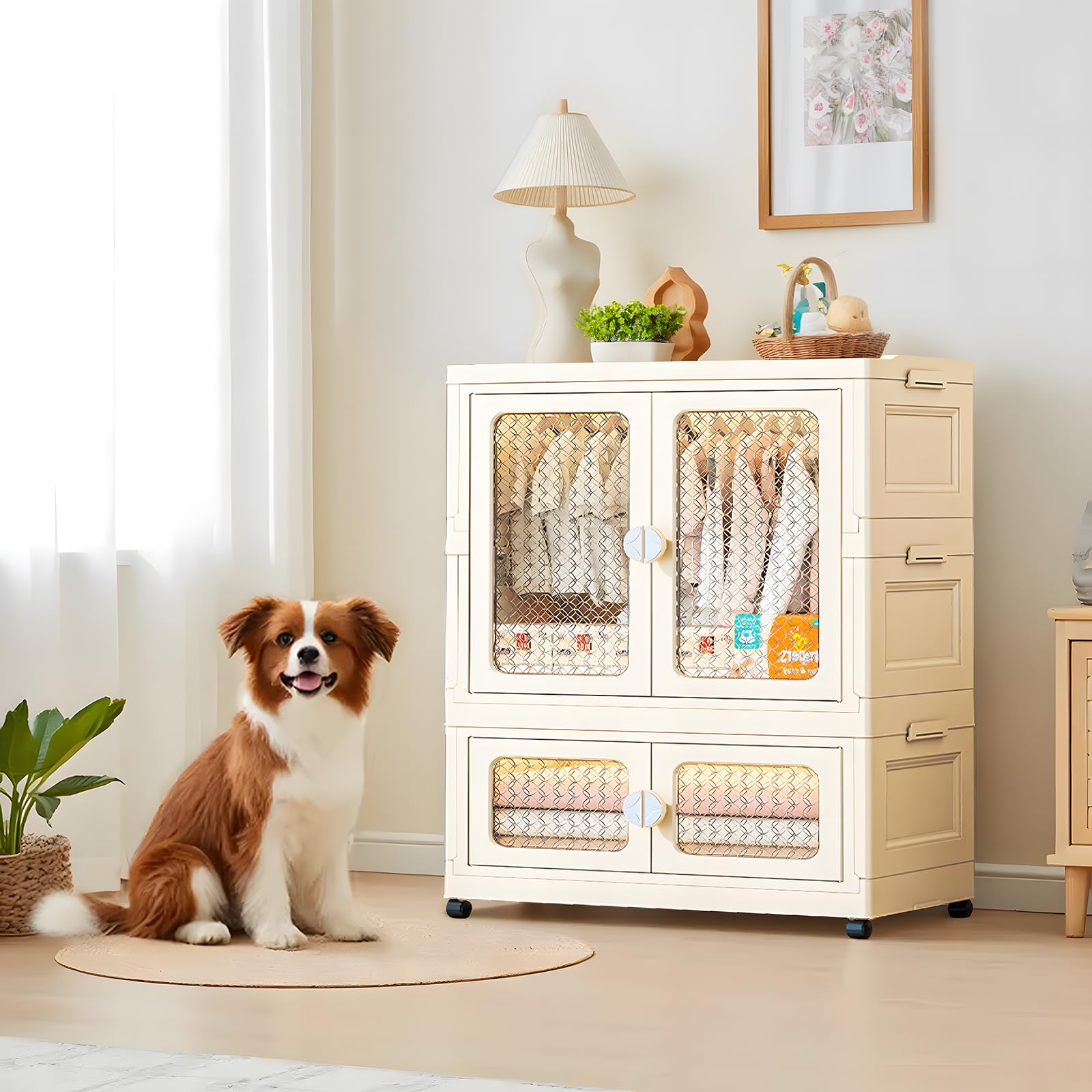 Armadio Portatile Pieghevole con Doppie Ante 103x75x38cm