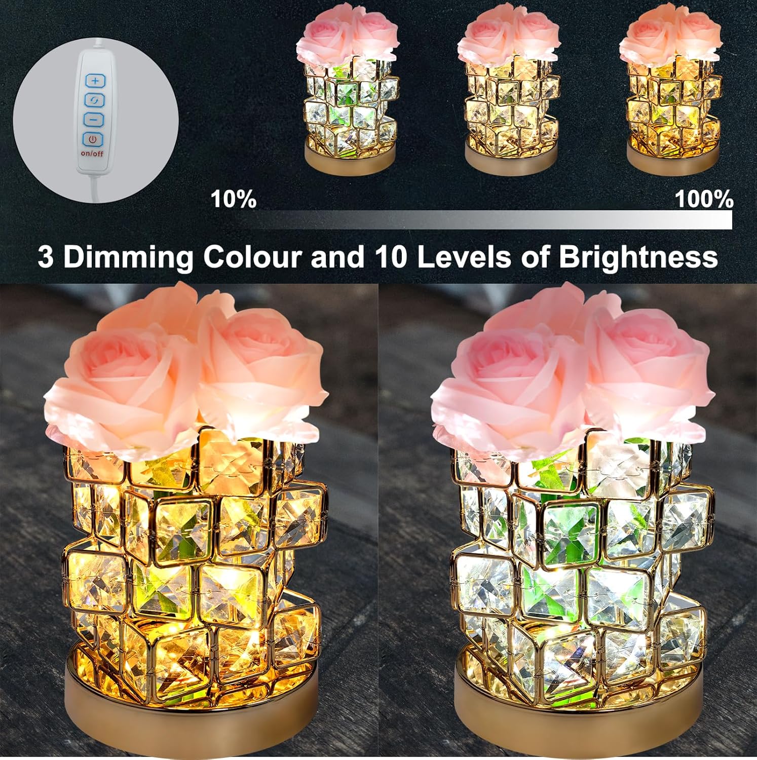 ALEENFOON Lampada da Notte in Cristallo Rosa - immagine 3