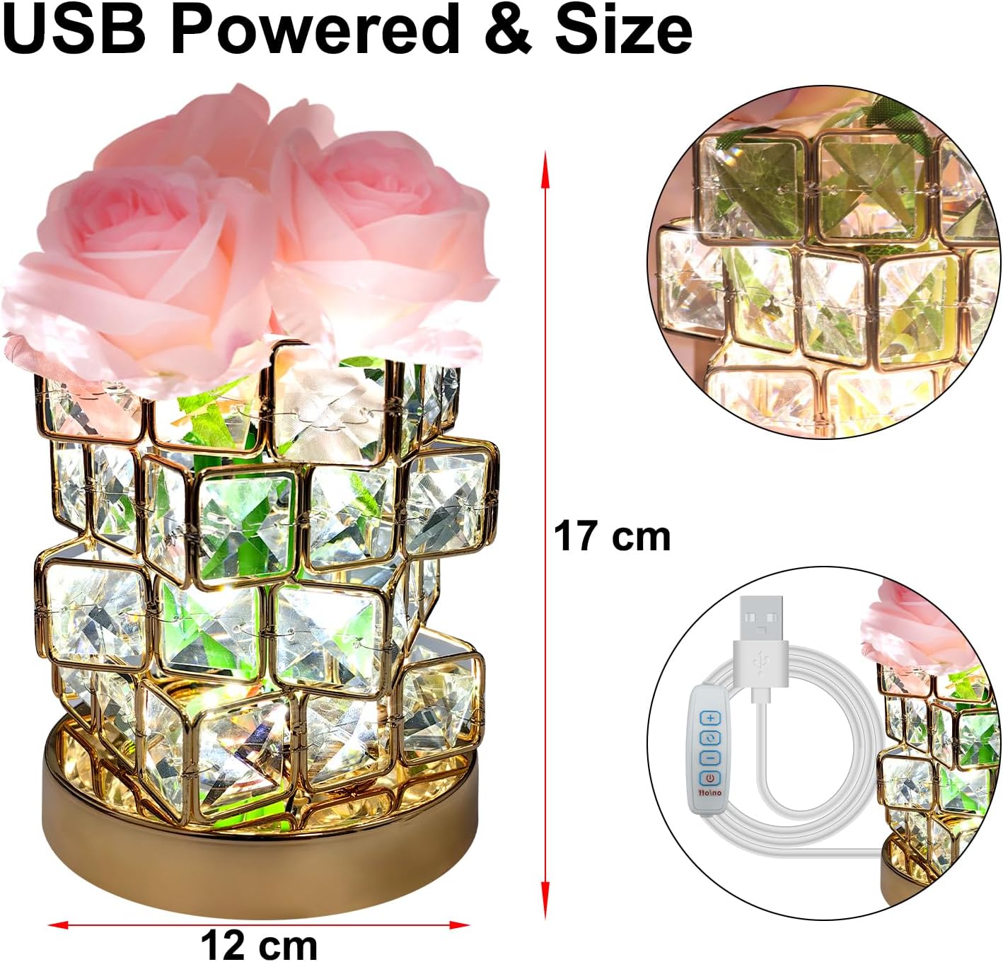 ALEENFOON Lampada da Notte in Cristallo Rosa - immagine 4