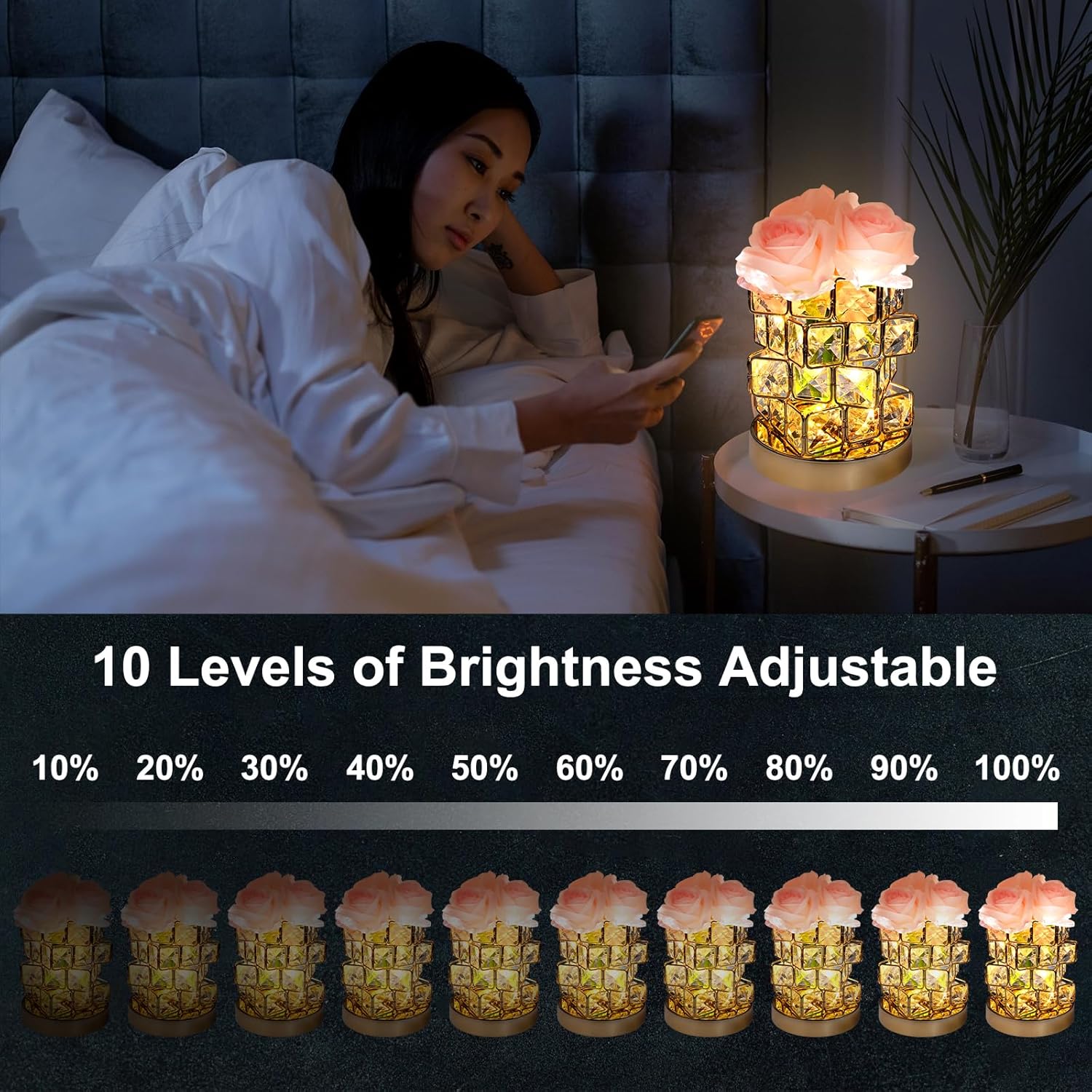 ALEENFOON Lampada da Notte in Cristallo Rosa - immagine 5