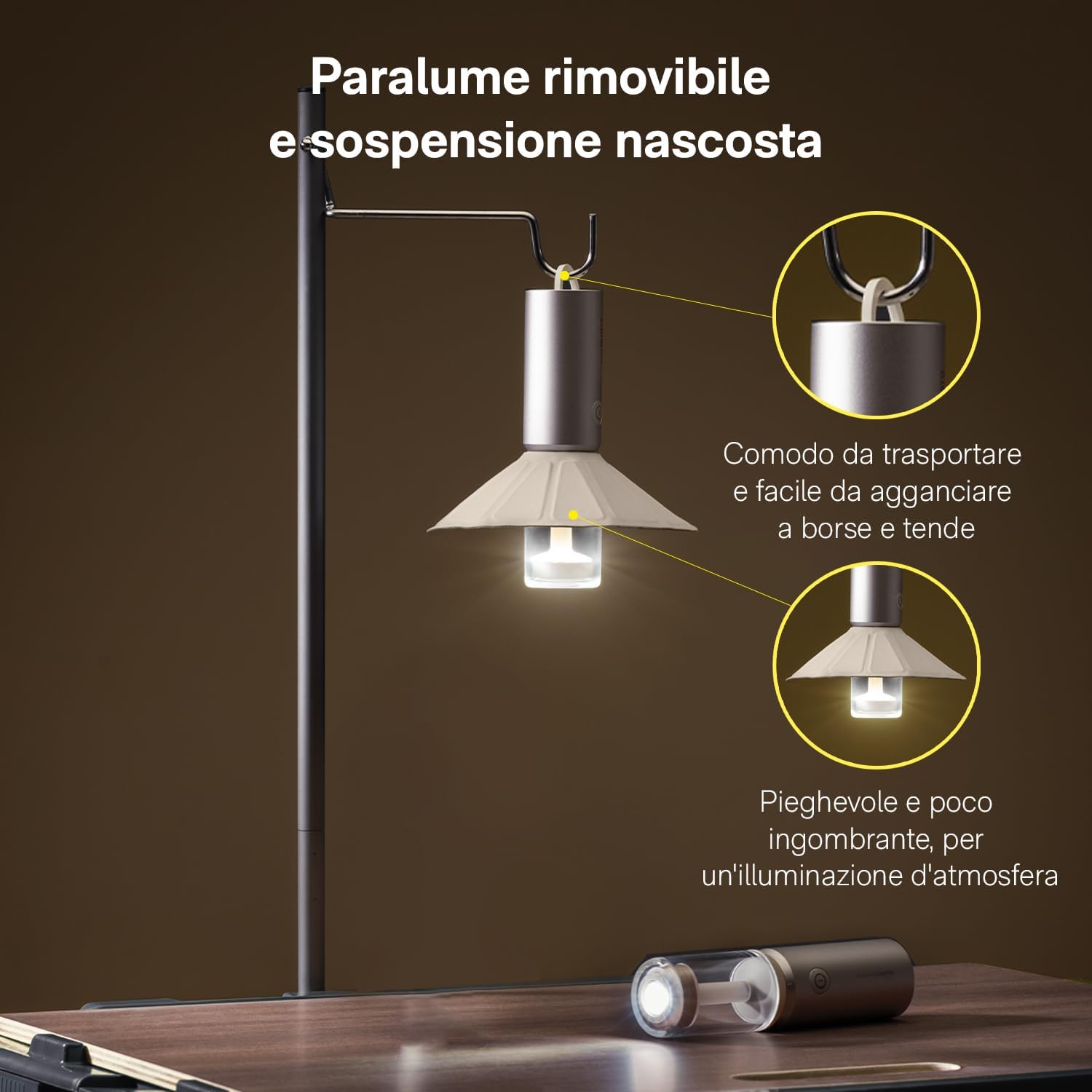 Torcia Lanterna da Campeggio USB-C Ricaricabile - immagine 3