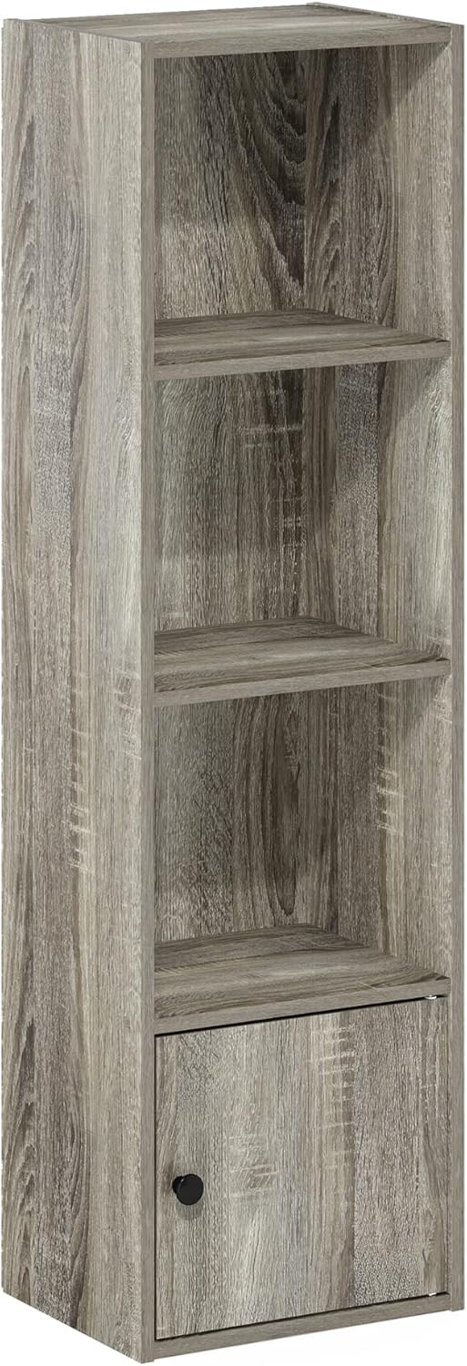 Furinno Luder Libreria a 4 Ripiani con Armadio, Quercia Francese