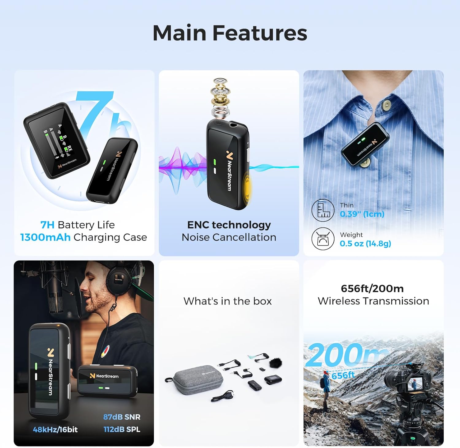 Nearstream Microfono Lavalier Wireless ENC 200m - immagine 2