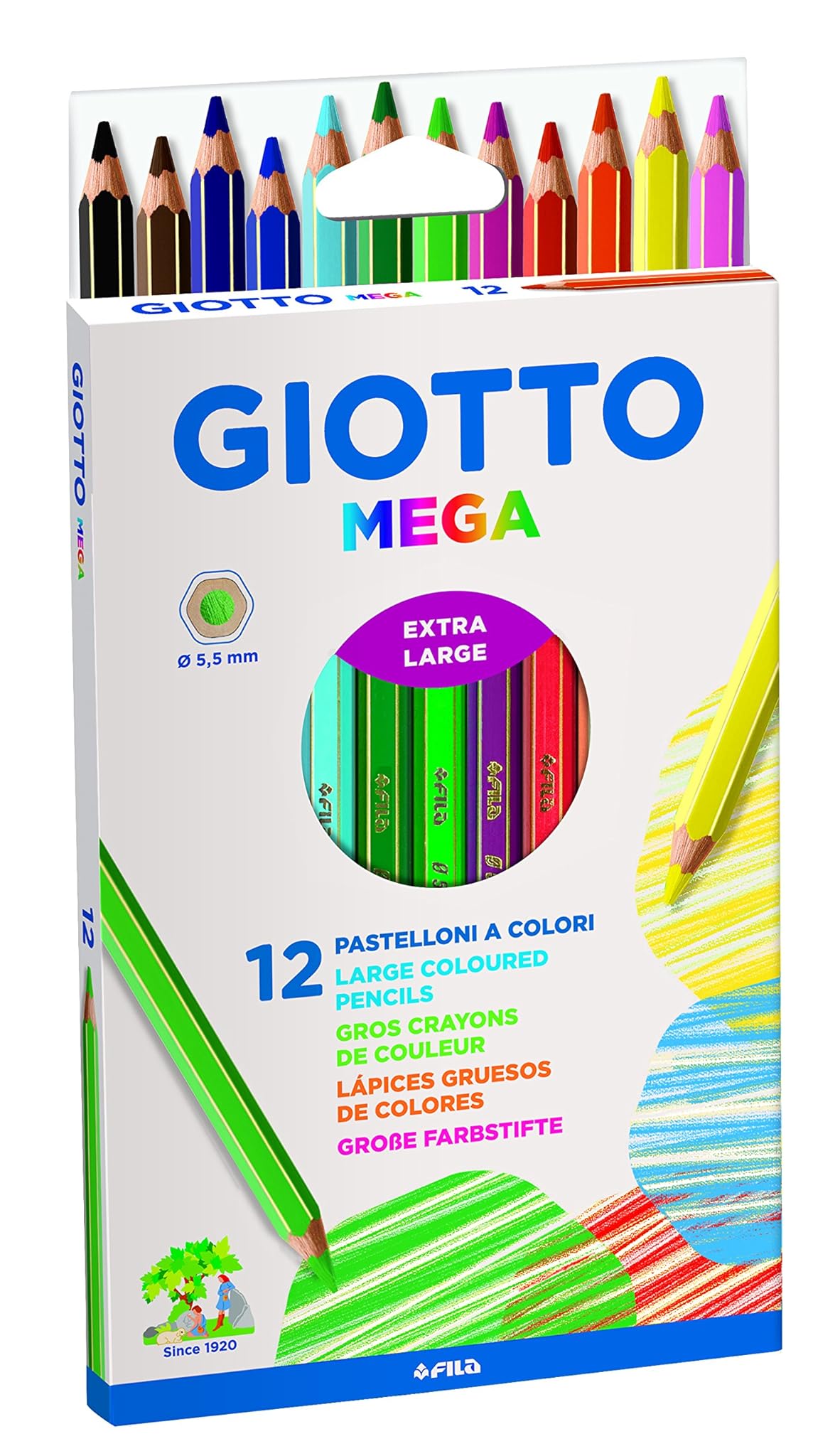 Giotto Mega - Astuccio 12 Matite Colorate 5.5 mm