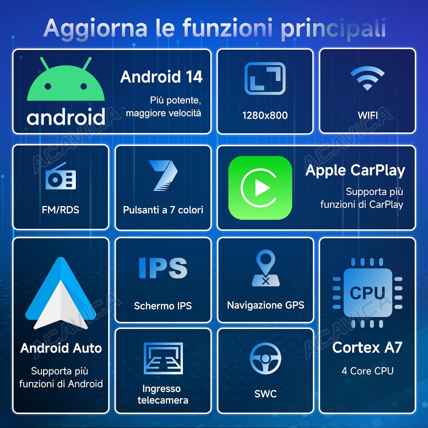 Autoradio Android 14 9" 2+64GB con Navigatore GPS - immagine 3