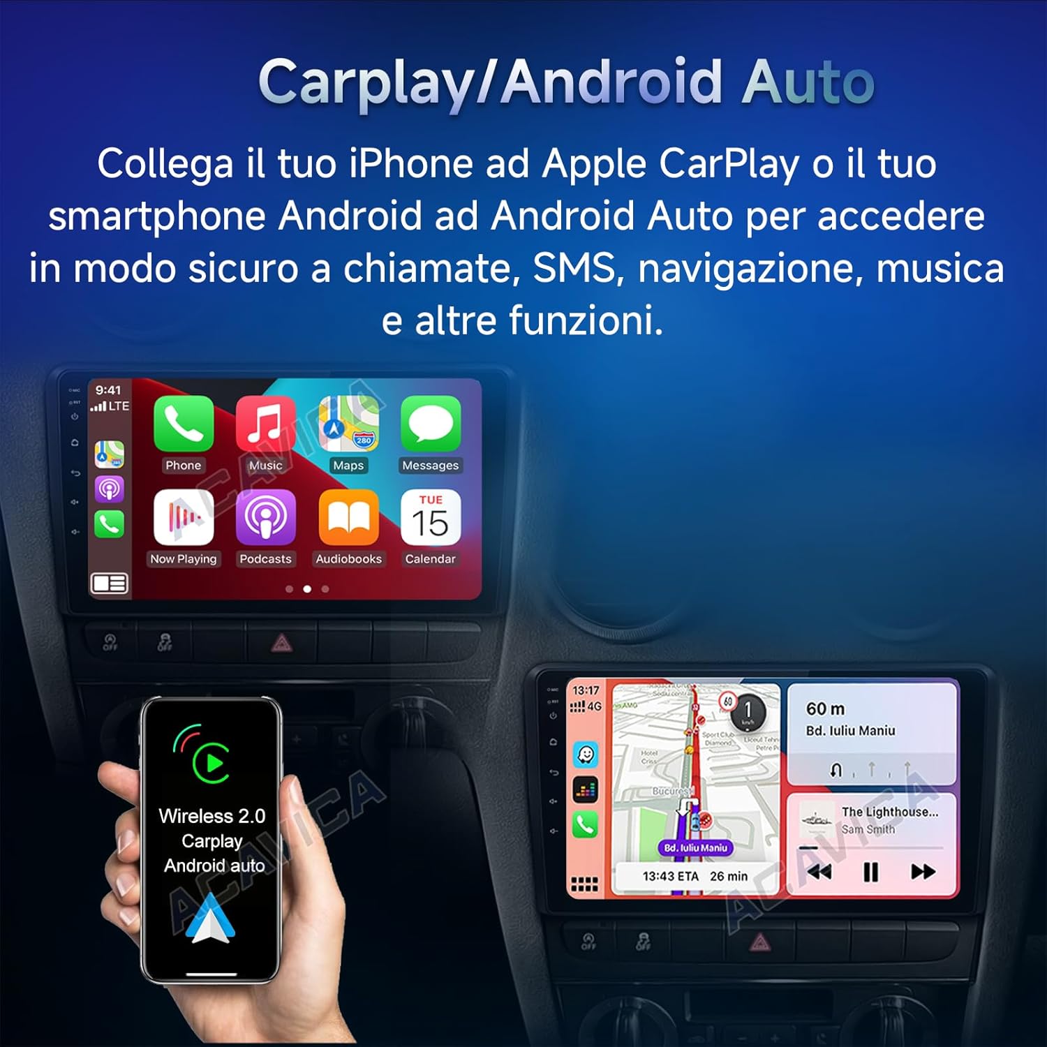 Autoradio Android 14 9" 2+64GB con Navigatore GPS - immagine 4
