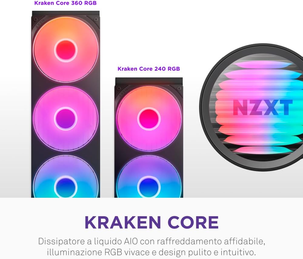 Nzxt Kraken Core 240 RGB - Dissipatore AIO Liquido CPU, Nero - immagine 2