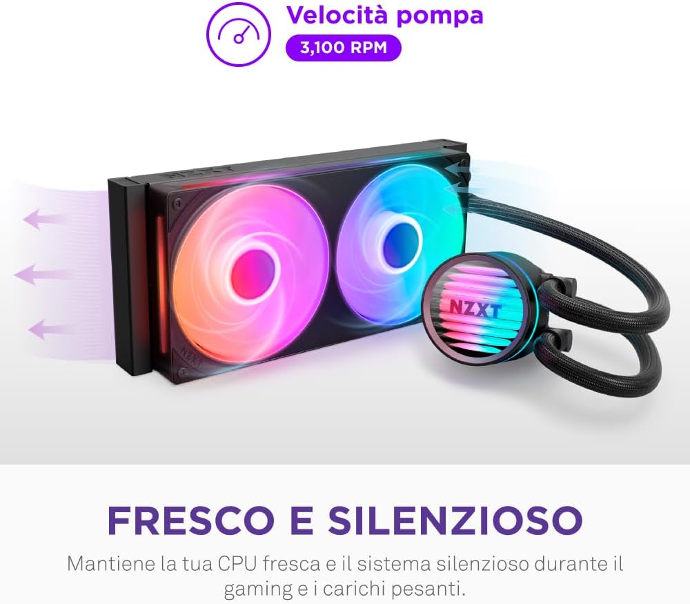 Nzxt Kraken Core 240 RGB - Dissipatore AIO Liquido CPU, Nero - immagine 3