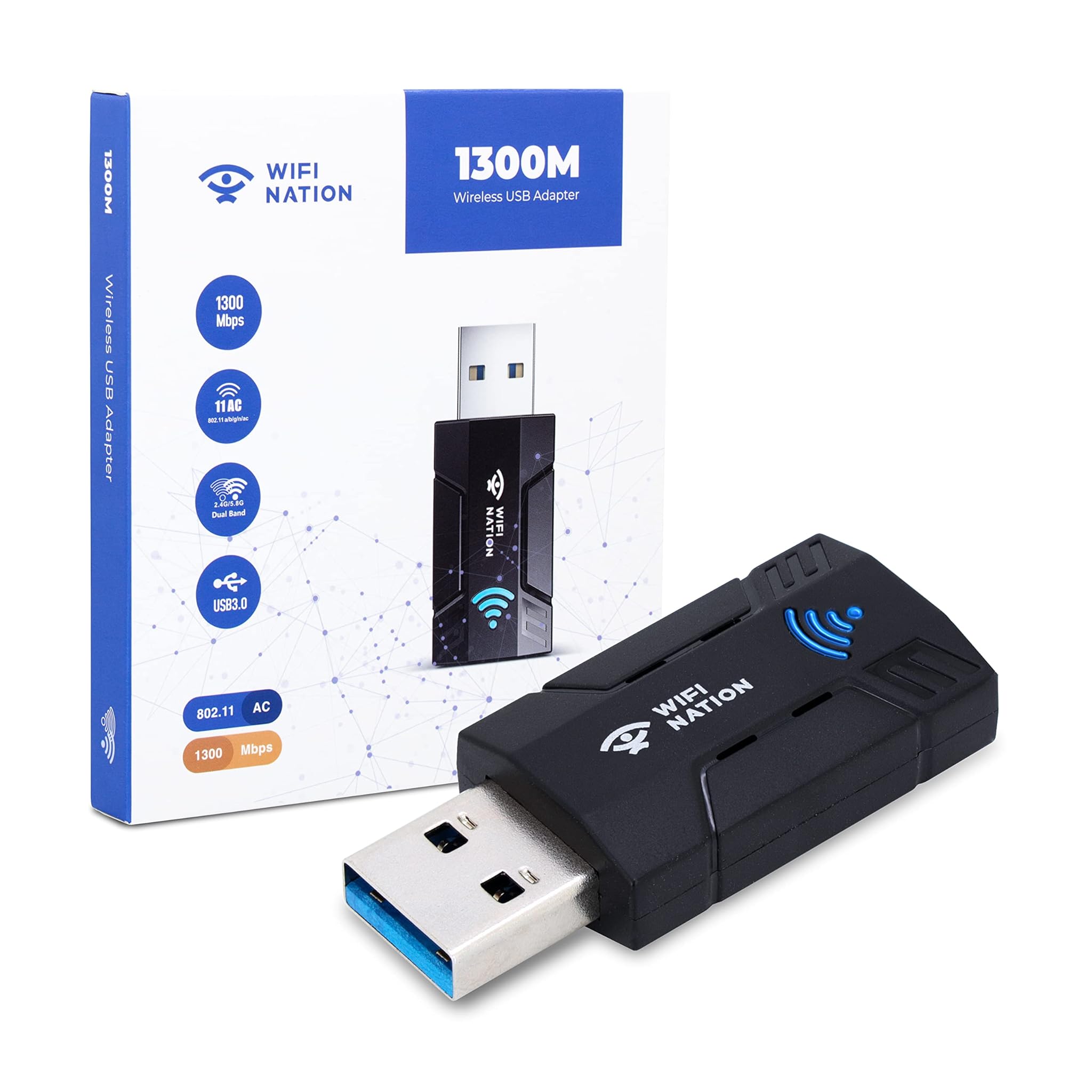 Wifi Nation® Dongle WiFi 1300Mbps Dual Band USB 3.0