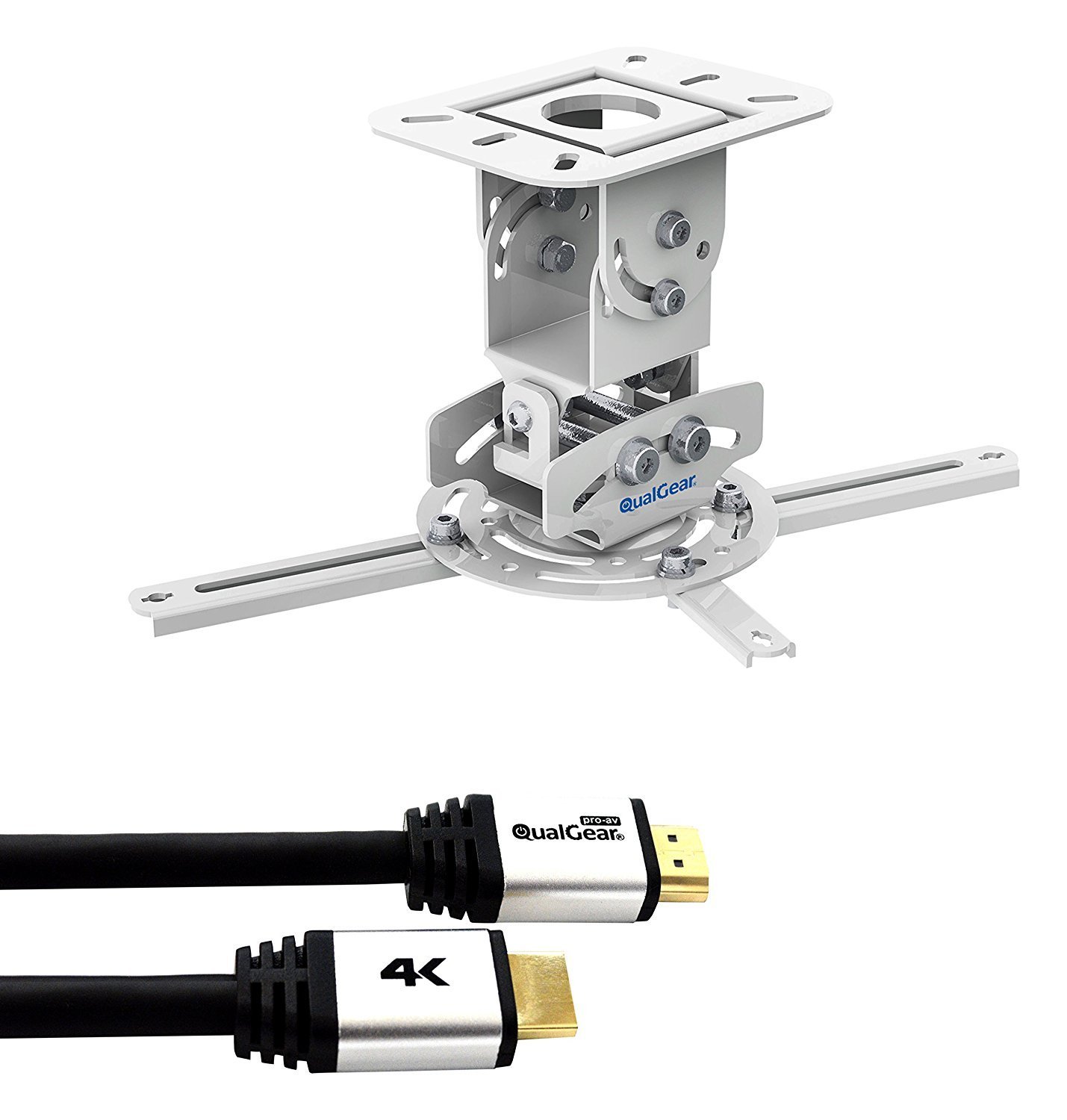 Qualgear Kit Montaggio Soffitto Proiettore con Cavo HDMI 15,2m