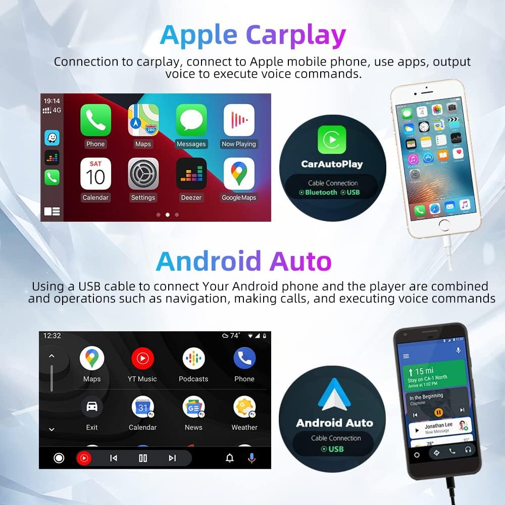Podofo Autoradio 1 Din Carplay Android Auto 7" Retrattile - immagine 3