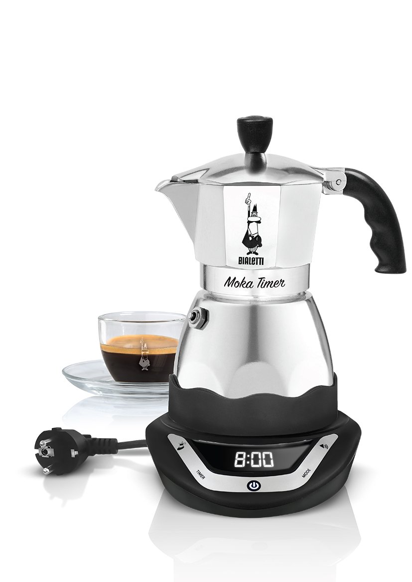 Bialetti Moka Timer - Caffettiera Elettrica 3 Tazze, Nero
