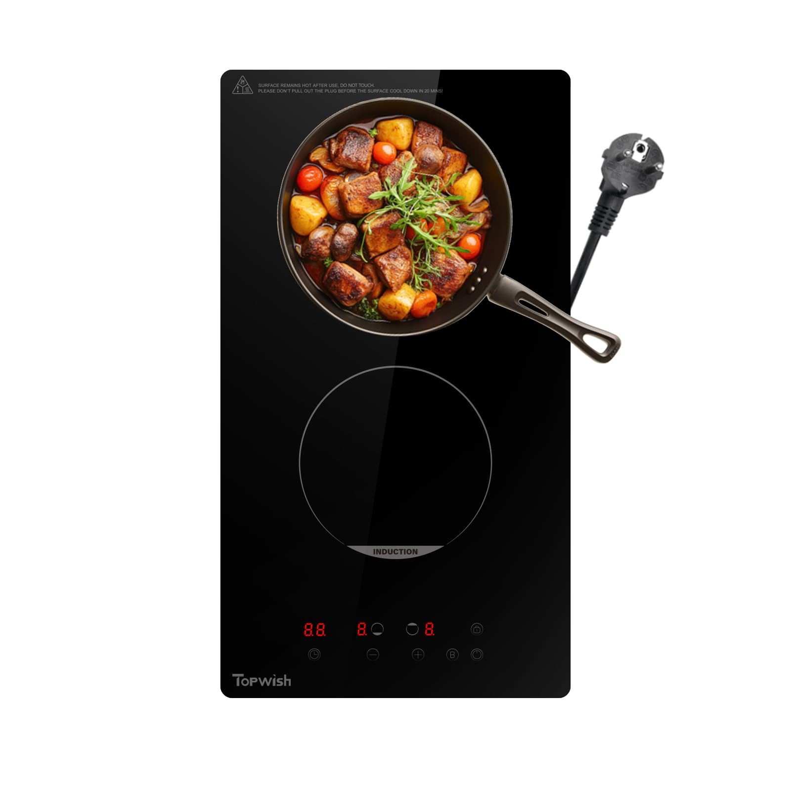 Topwish Piano Cottura Induzione 2 Fuochi 29x52x6.4cm