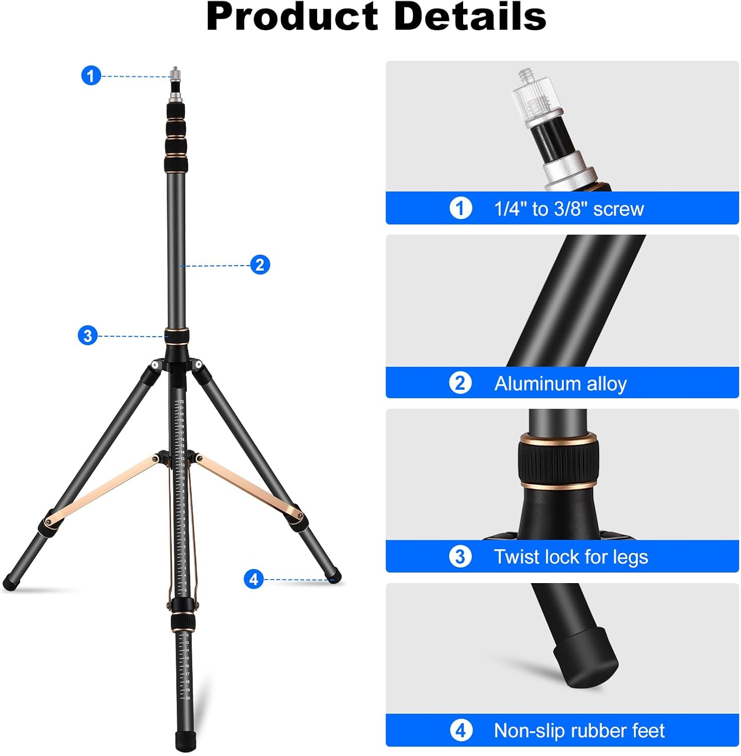 soonpho Stativo Luce Alluminio 260cm - immagine 5