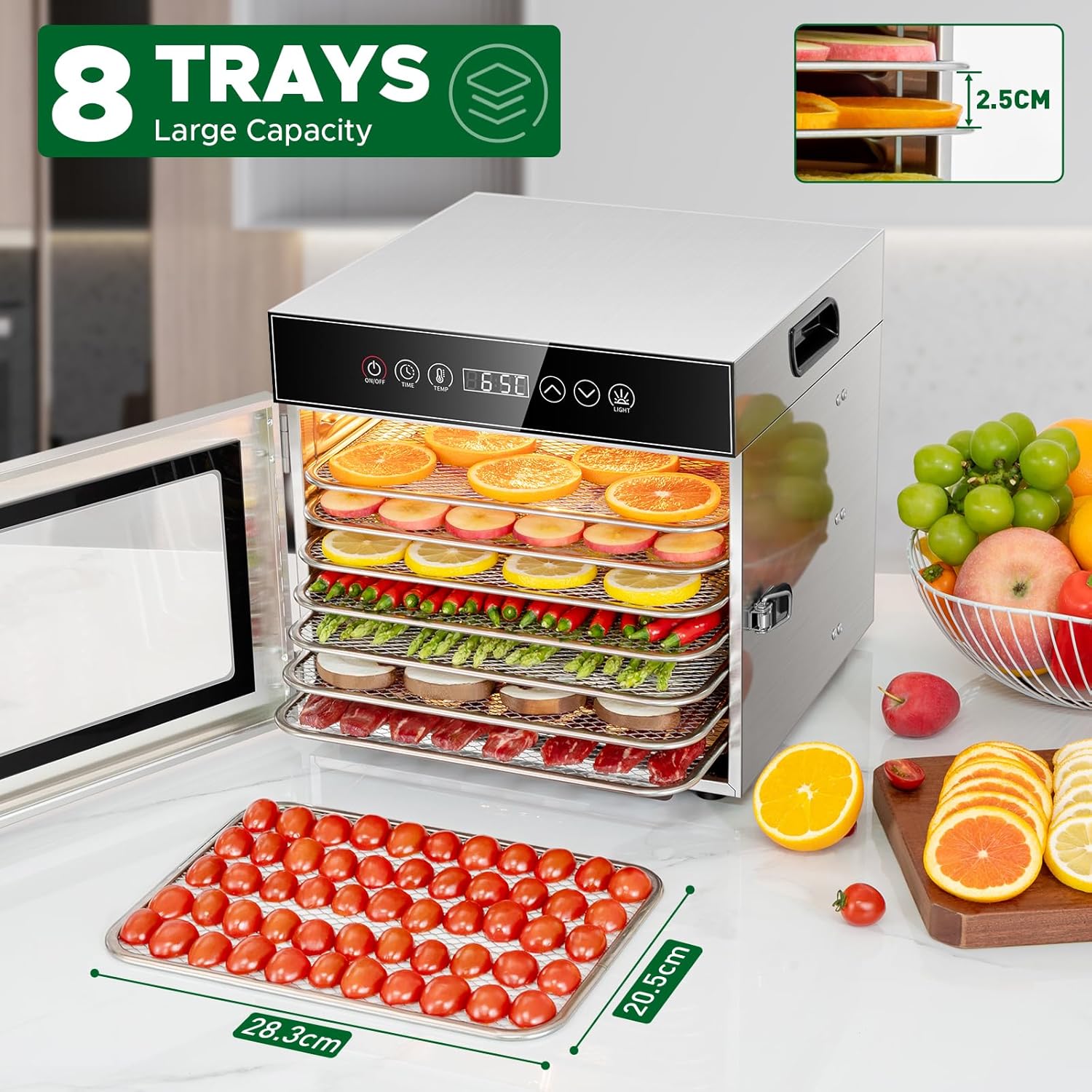 Kwasyo Essiccatore Professionale Inox 600W con 8 Piani - immagine 5