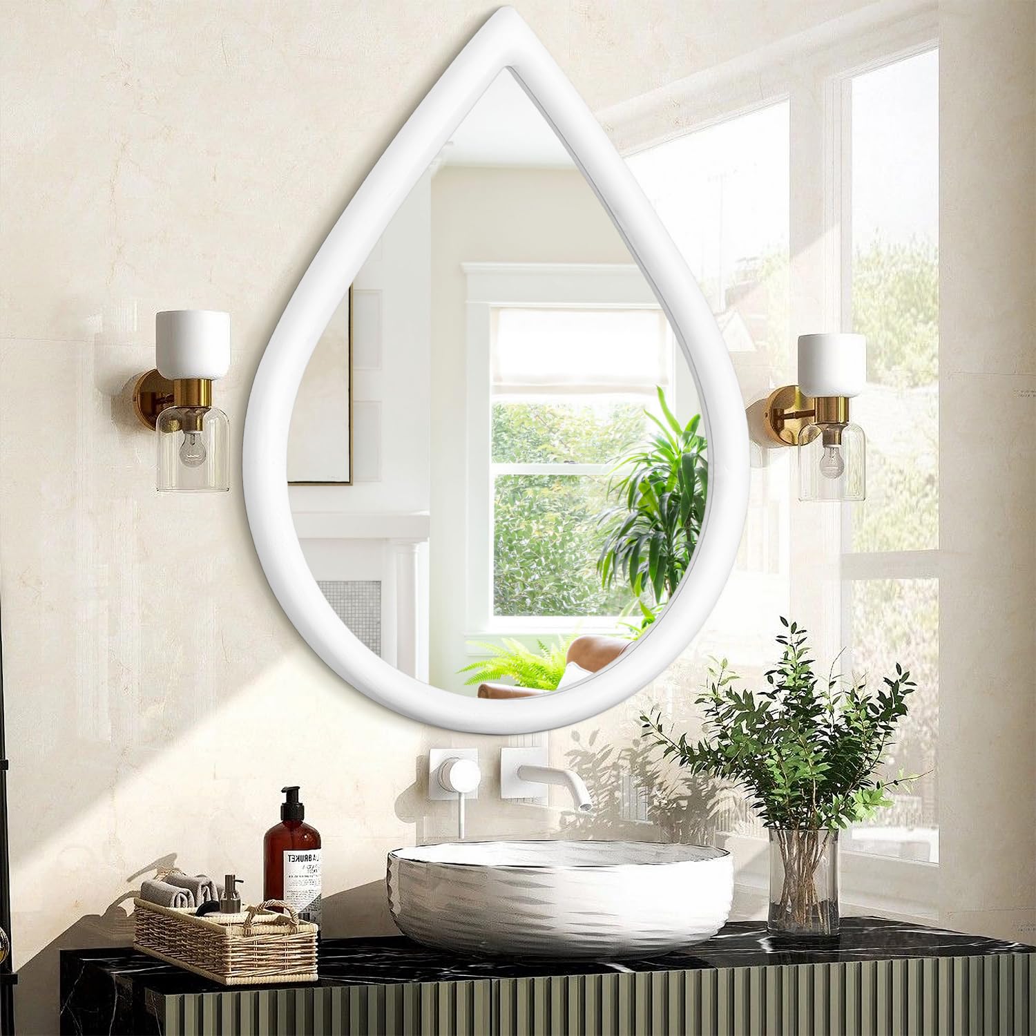 Specchio Vintage Bianco a Goccia 65x45 cm