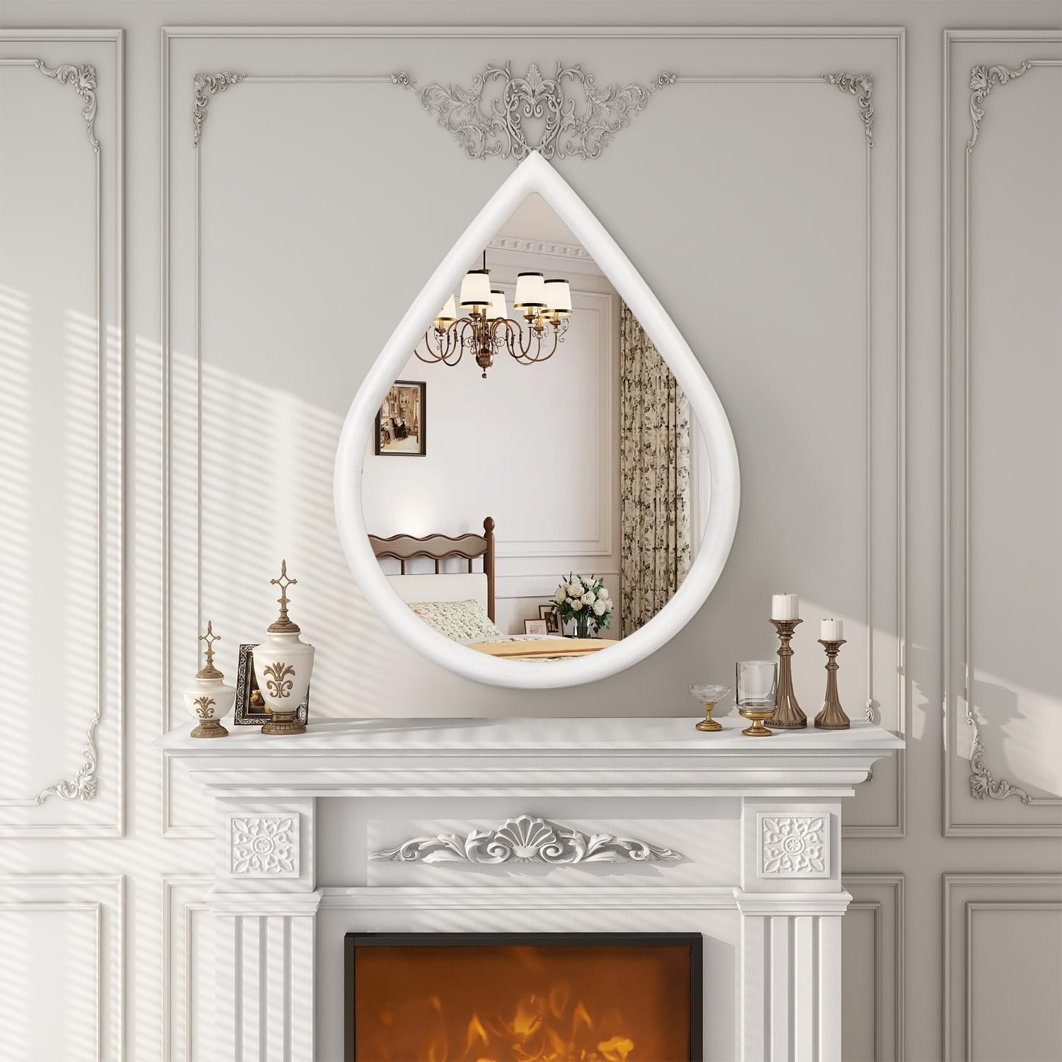 Specchio Vintage Bianco a Goccia 65x45 cm - immagine 2