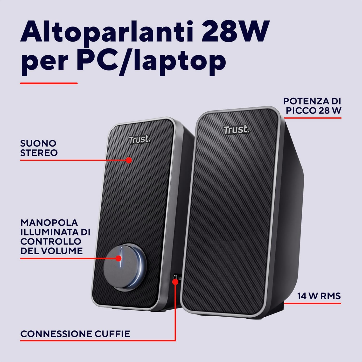 Trust arys standard - Casse PC 2.0 Stereo, Nero - immagine 2