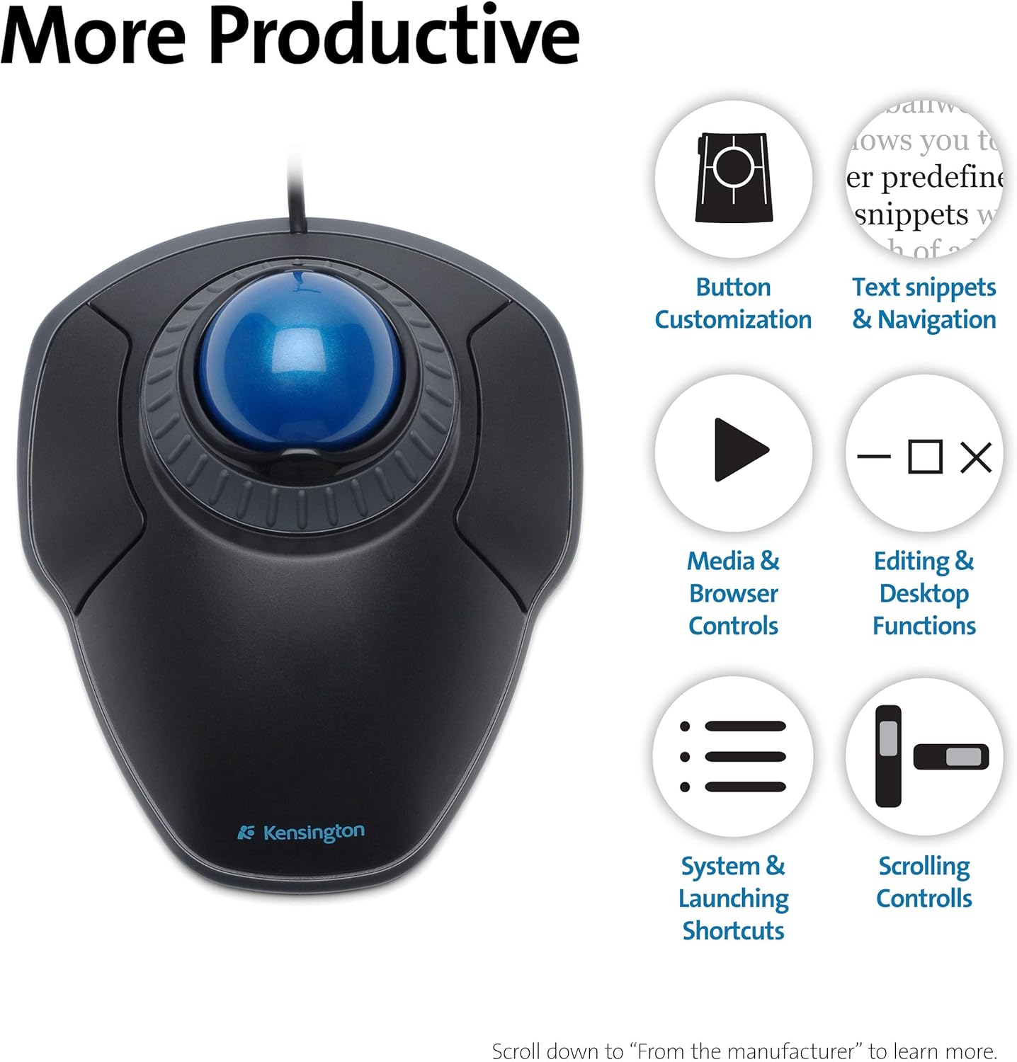 Kensington K72337EU Mouse Orbit con Trackball, Blu - immagine 5