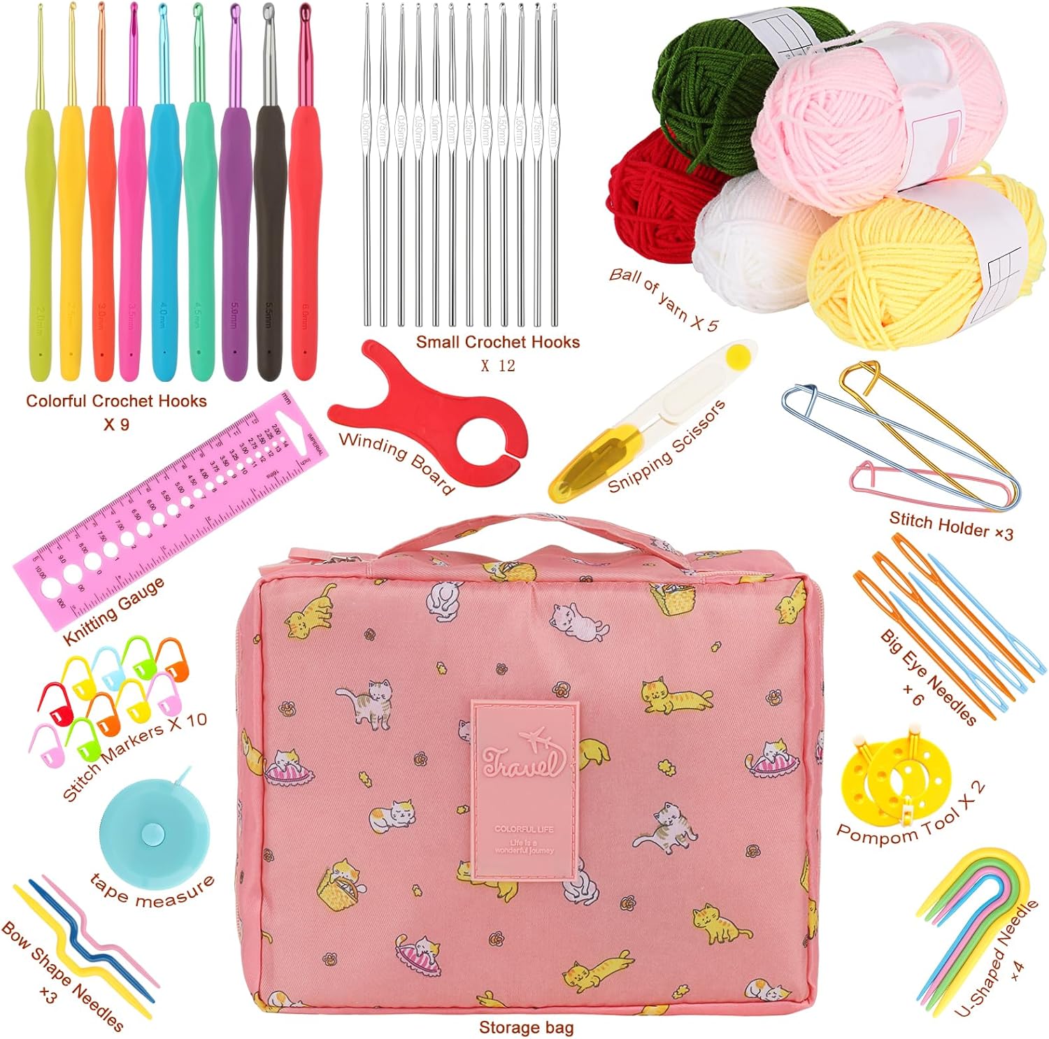 Coopay Kit Uncinetto per Principianti - Gato Rosa - immagine 2