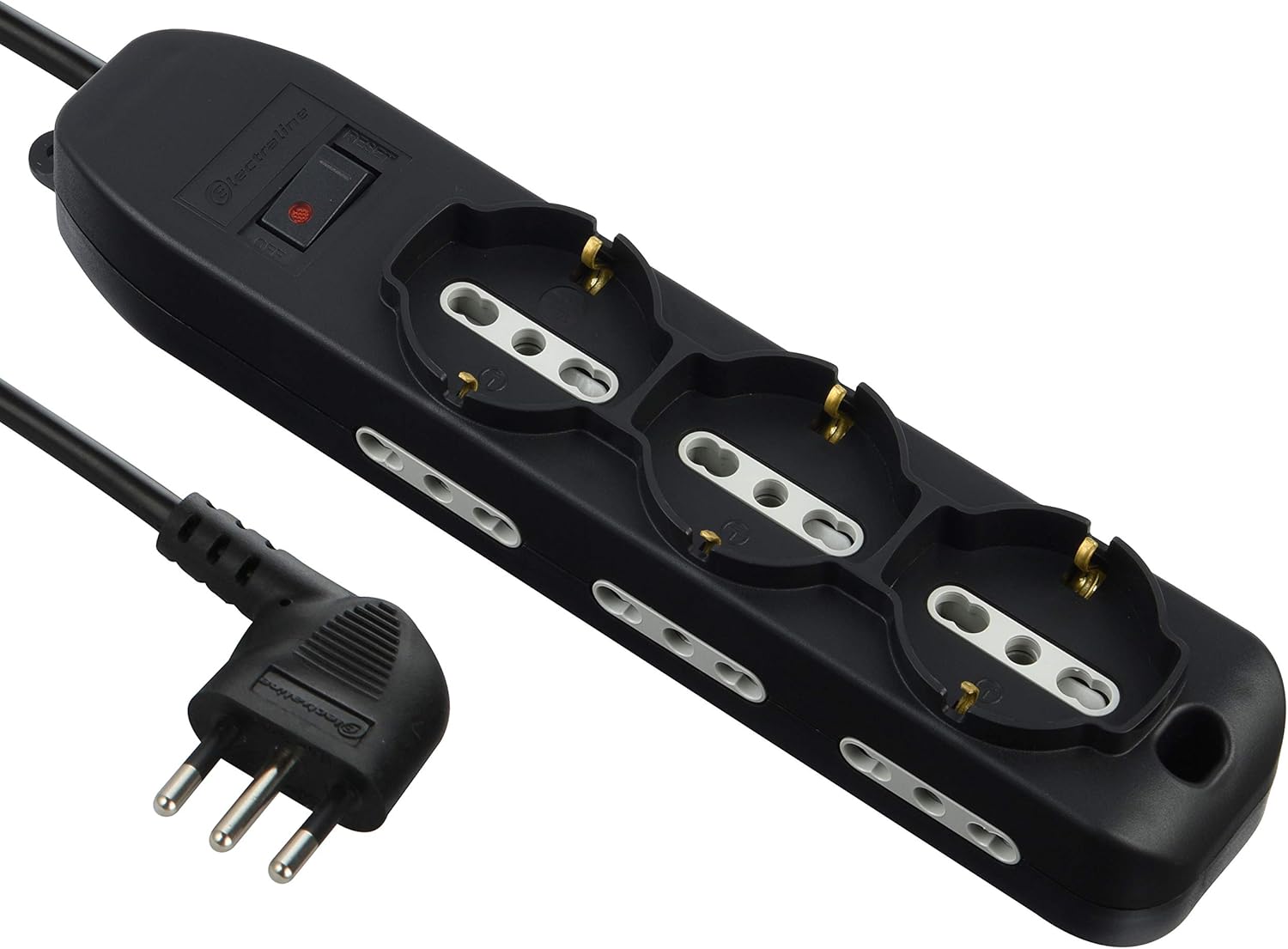 Electraline Multipresa 9 Posti, Cavo 2 m, Nero