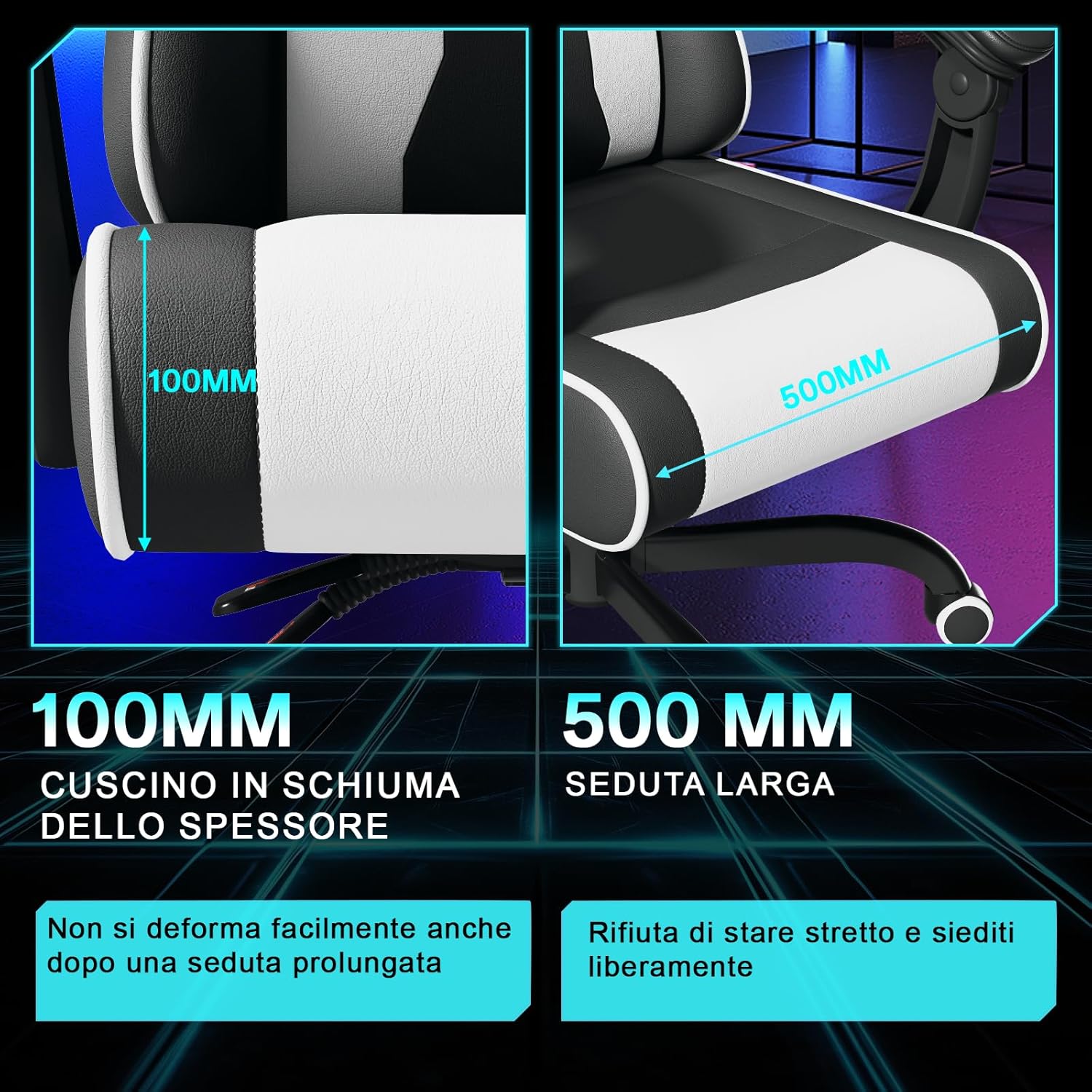 Jummico JETSTREAM Poltrona Gaming Ergonomica Bianca - immagine 6