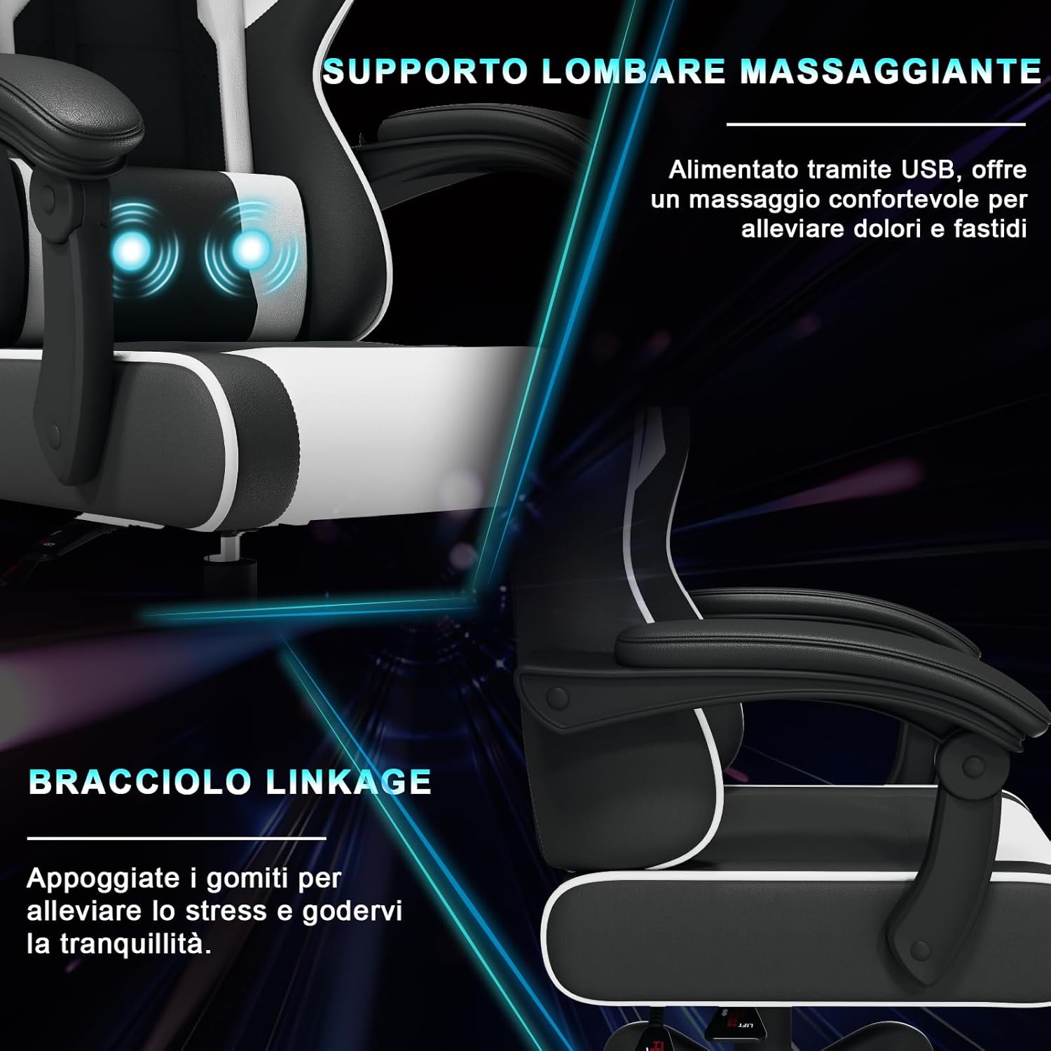 Jummico JETSTREAM Poltrona Gaming Ergonomica Bianca - immagine 7