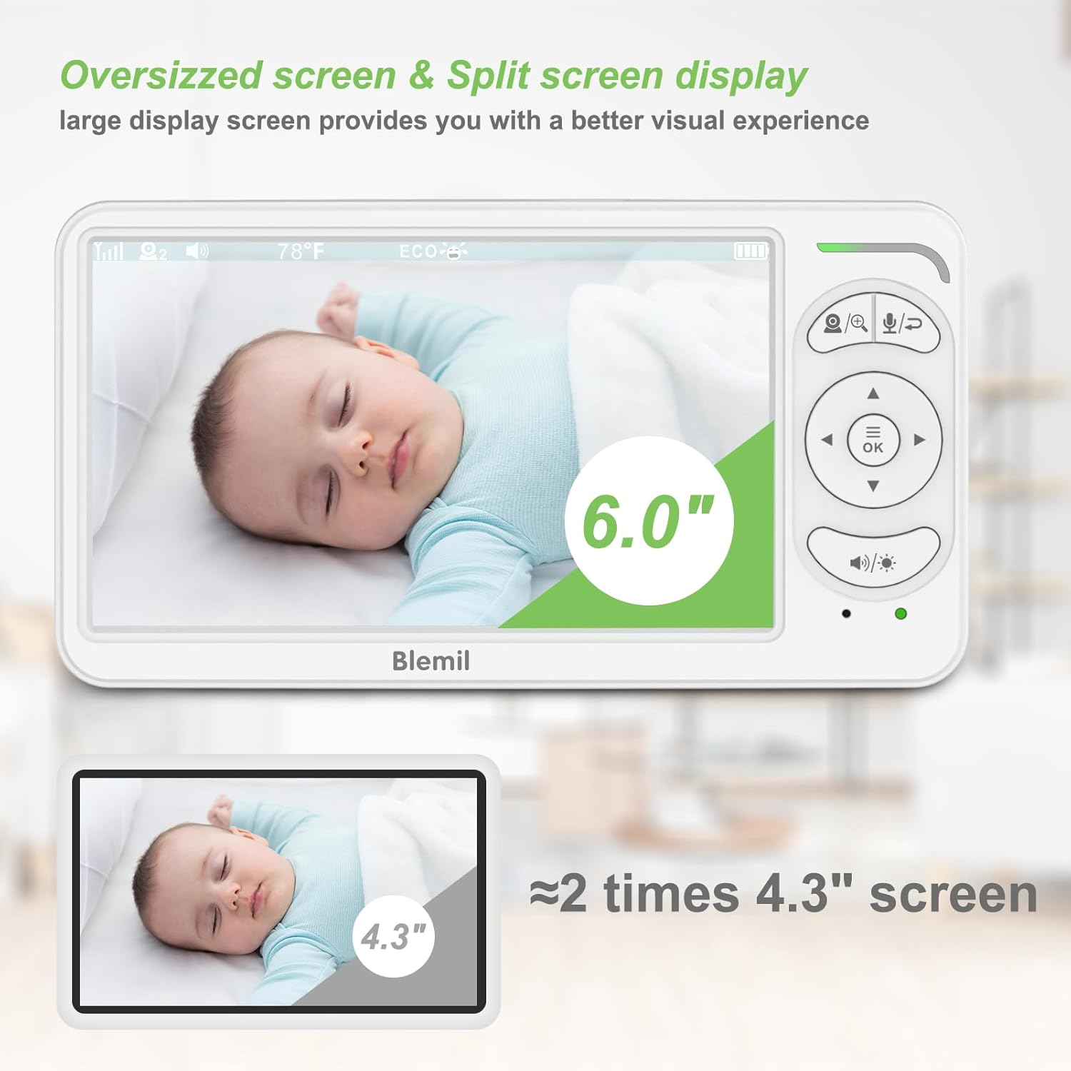 Blemil Baby Monitor con Fotocamera e Audio 6" IPS - immagine 4