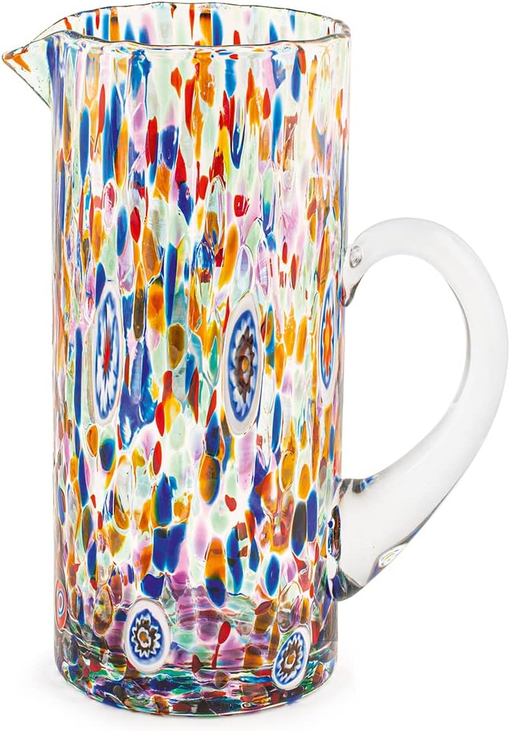 H&h Veneziano Brocca in Vetro Lt 1,3, Multicolore