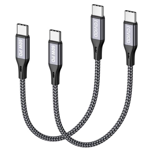 Raviad Cavo USB C USB C 60W PD 3A (2 Pezzi 30CM)