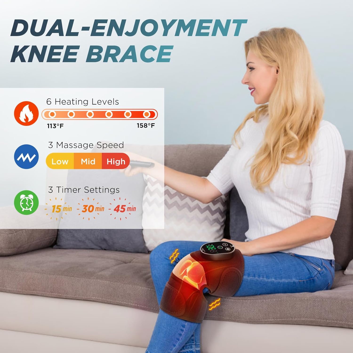 Ginocchiera Riscaldata Cordless per Ginocchia, Spalle, Gomiti - immagine 2