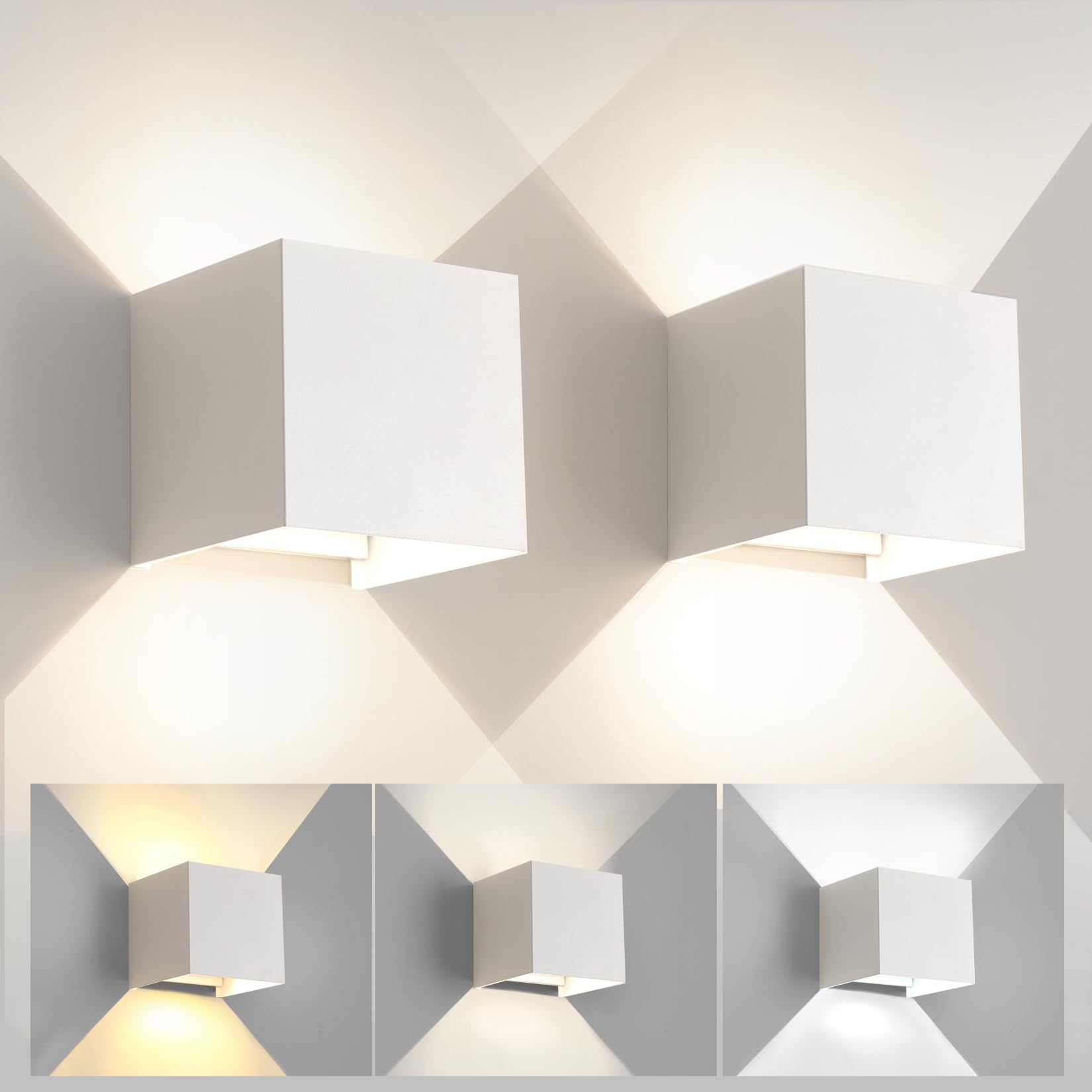 Applique da Parete LED Cubo 15W IP65, 2 Pezzi